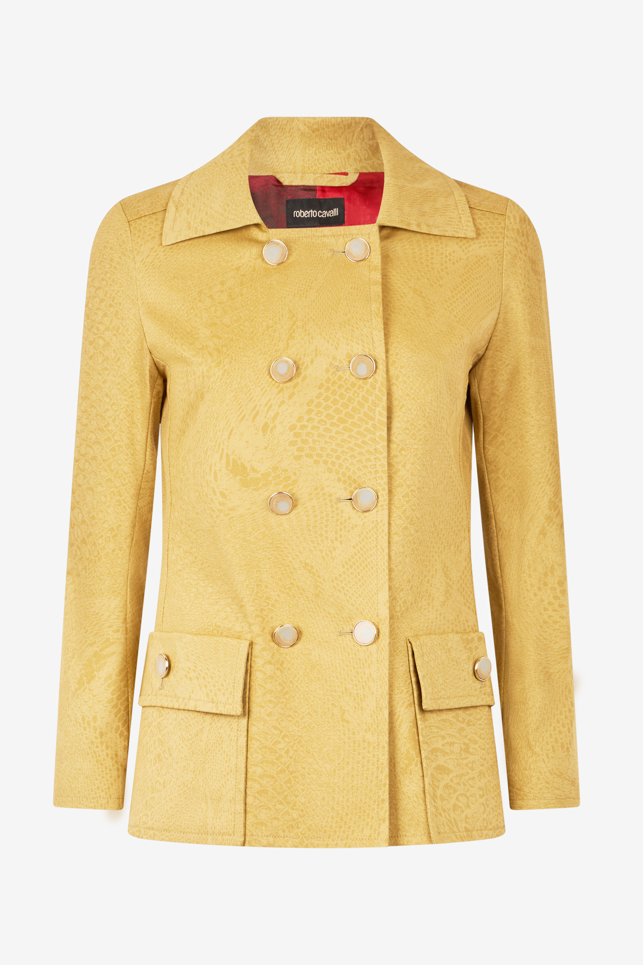 Roberto Cavalli Women's Light/Brown Double-Breasted Jacket With Python Pattern - Ready To Wear