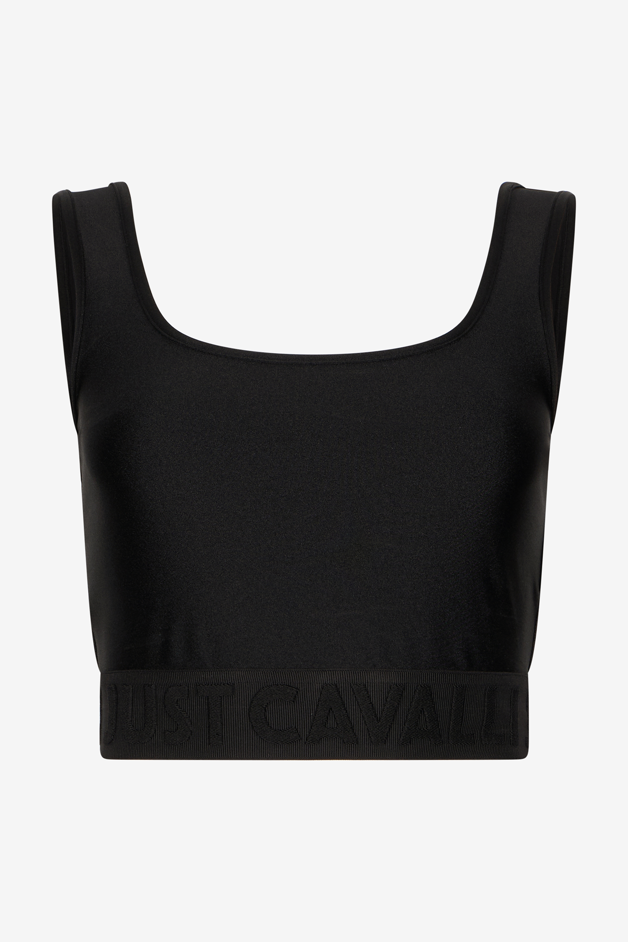 Black Crop Top with Logo Band