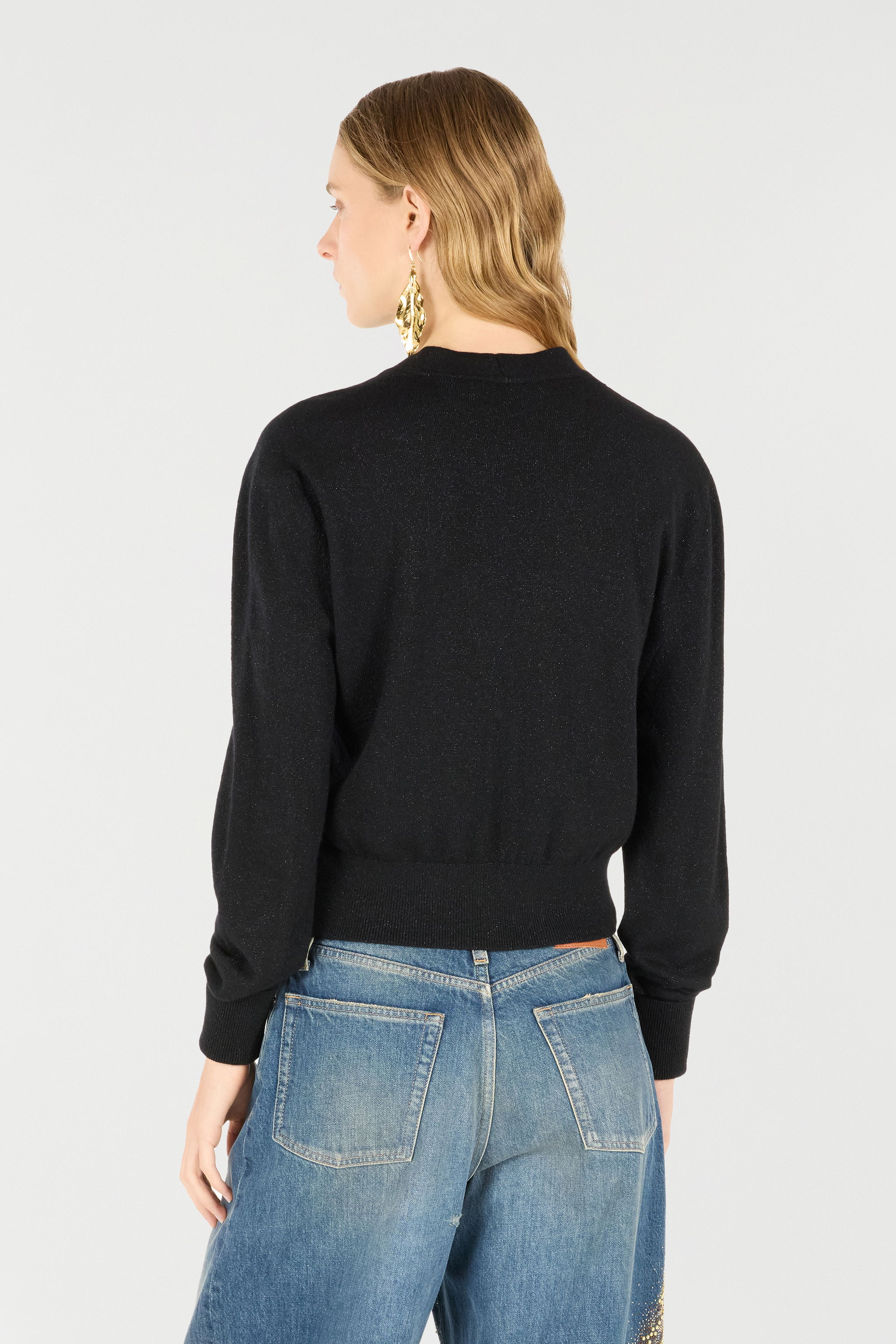 Roberto Cavalli Cropped Button-up Cardigan In Black
