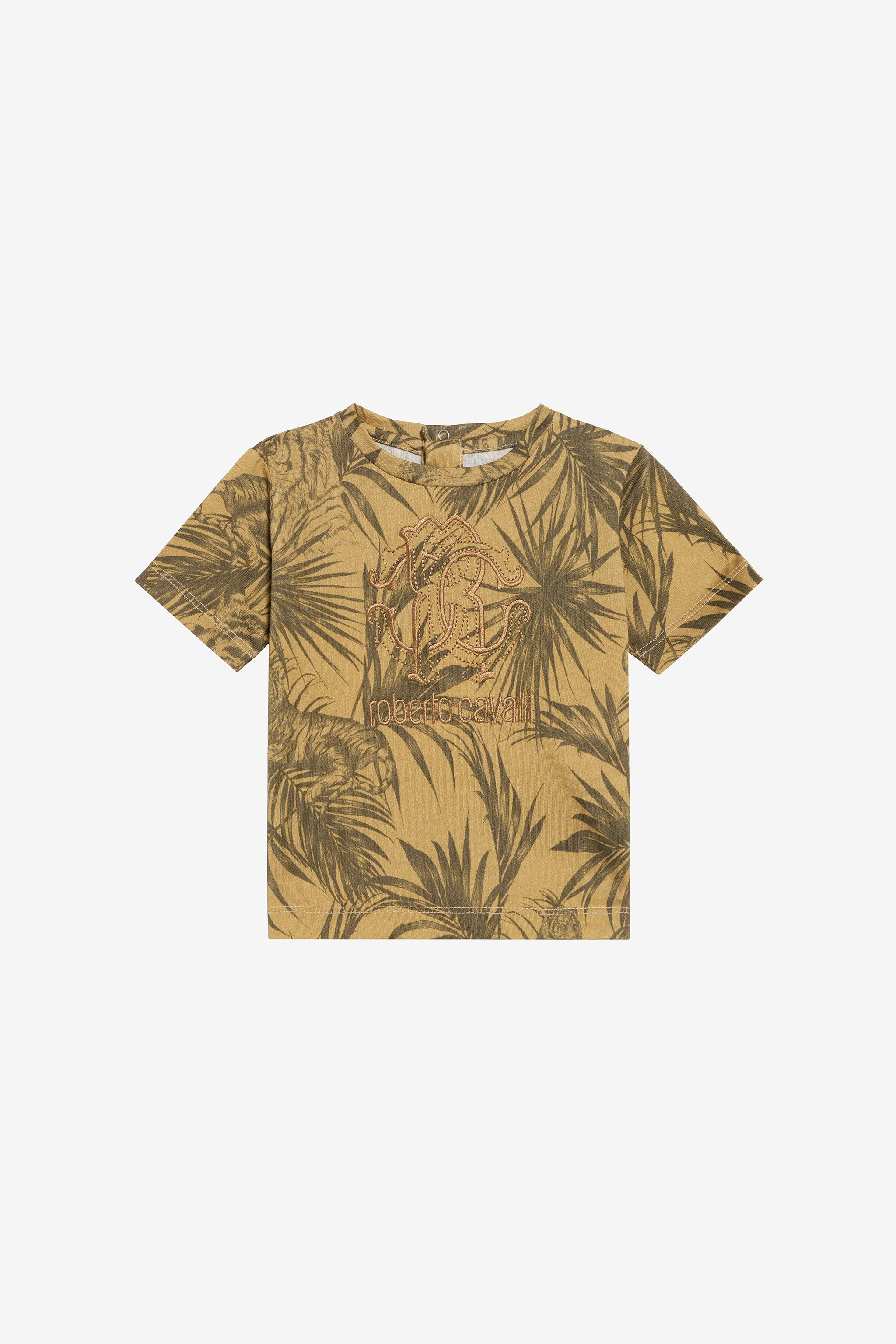Roberto Cavalli Boys Jungle Print T-Shirt - Ready To Wear Khaky - Image 1