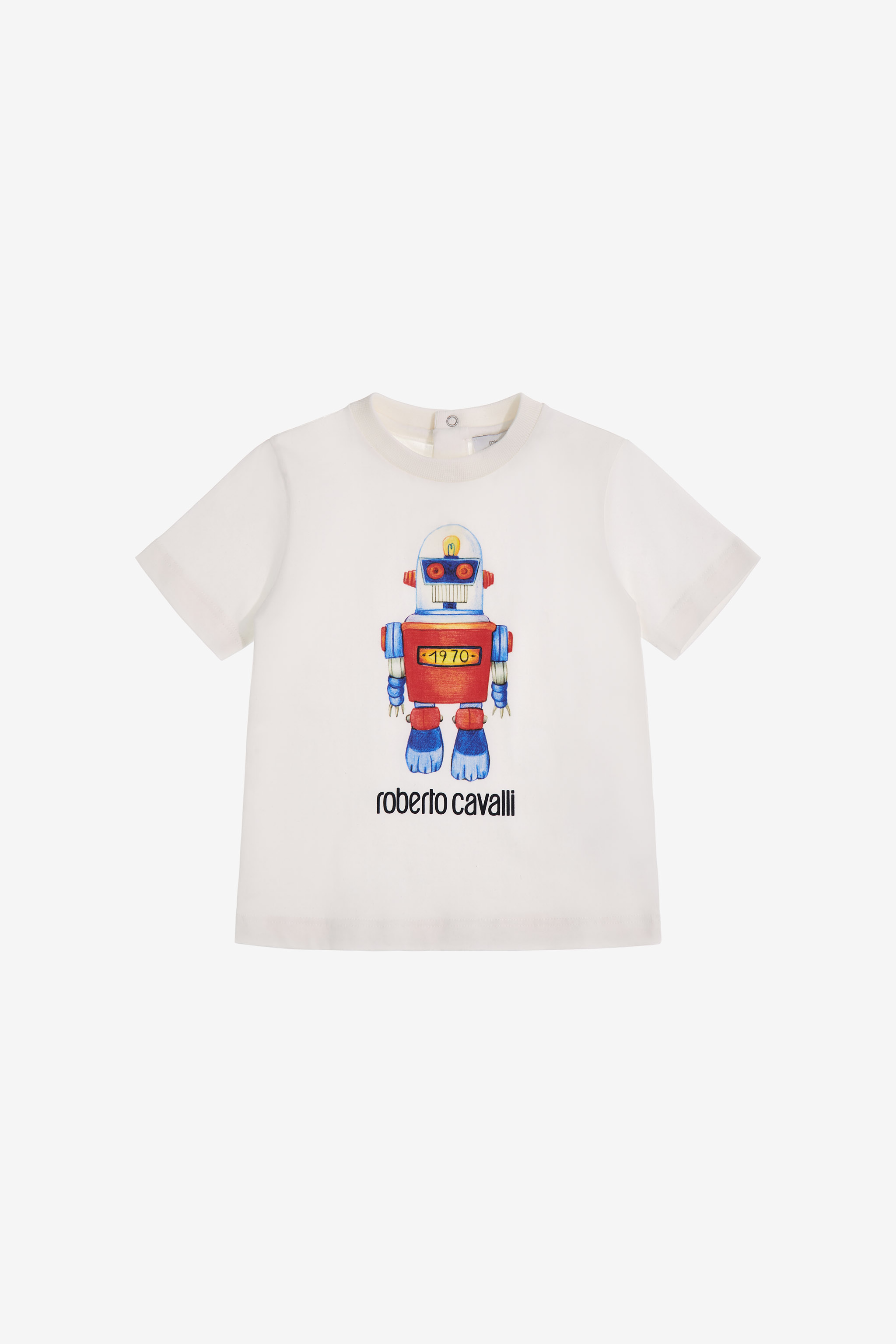 Roberto Cavalli T-shirt With Robot Print In White