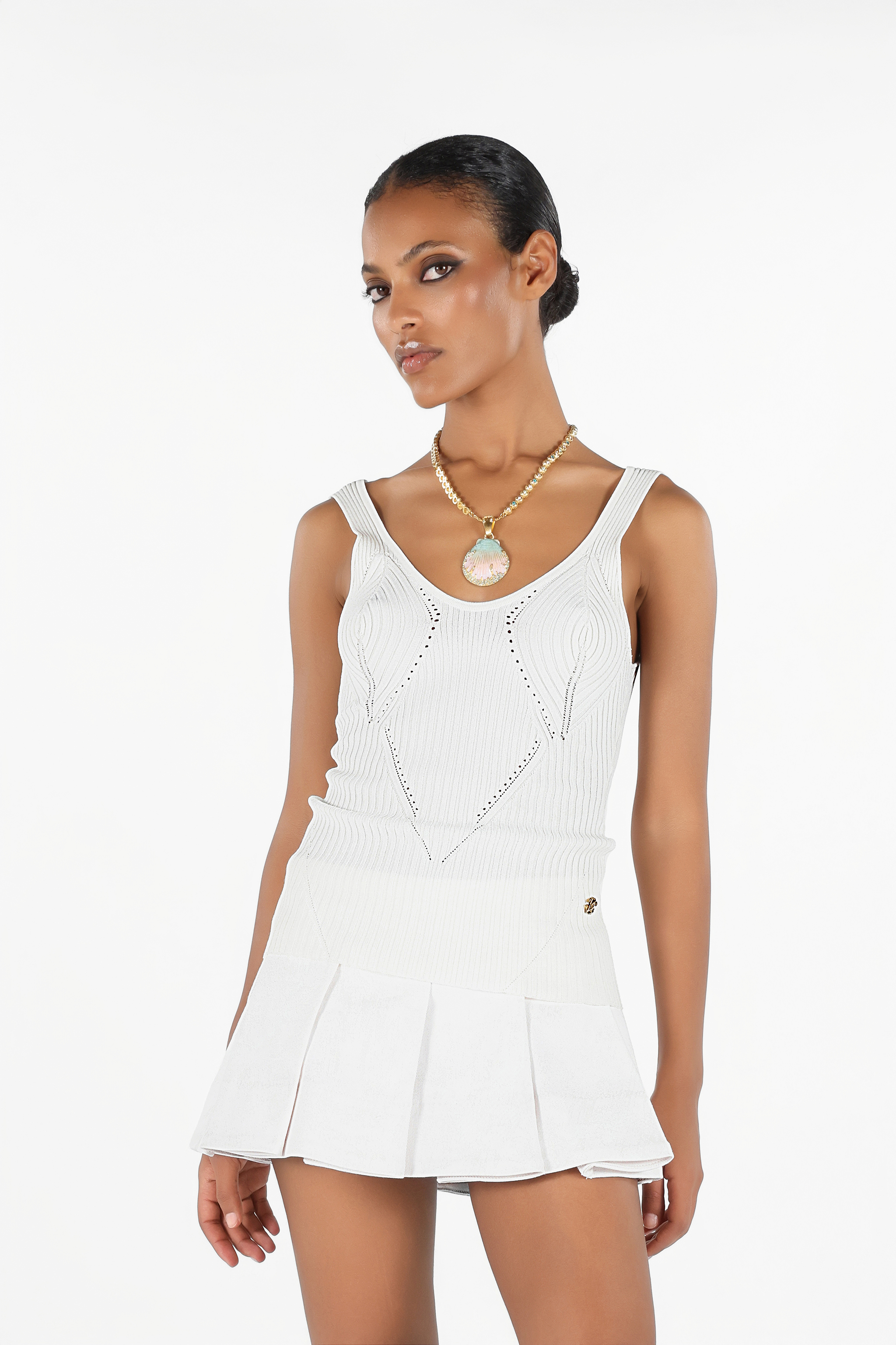 Roberto Cavalli Ribbed-knit Tank Top In White
