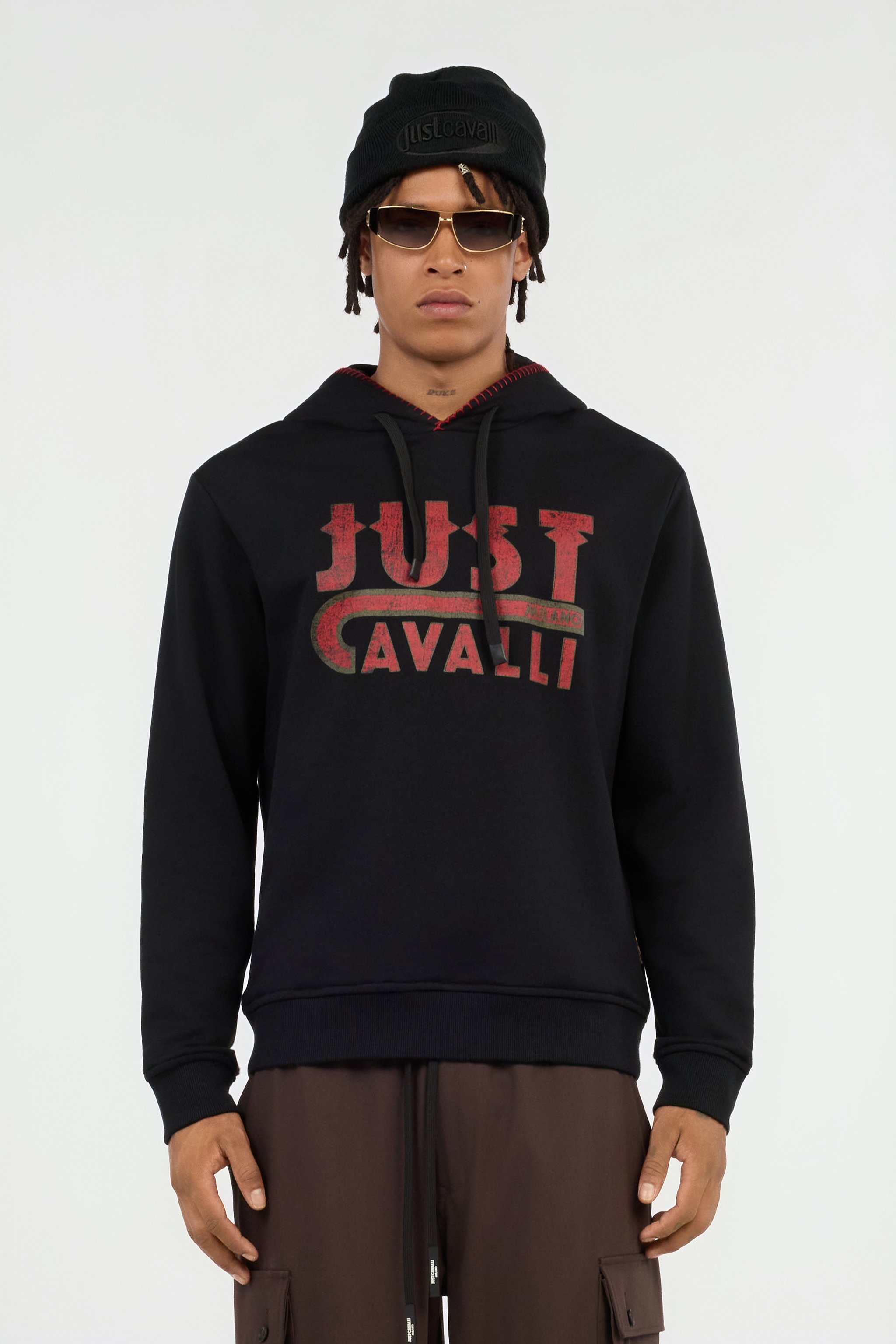 Black Hoodie With Logo Print