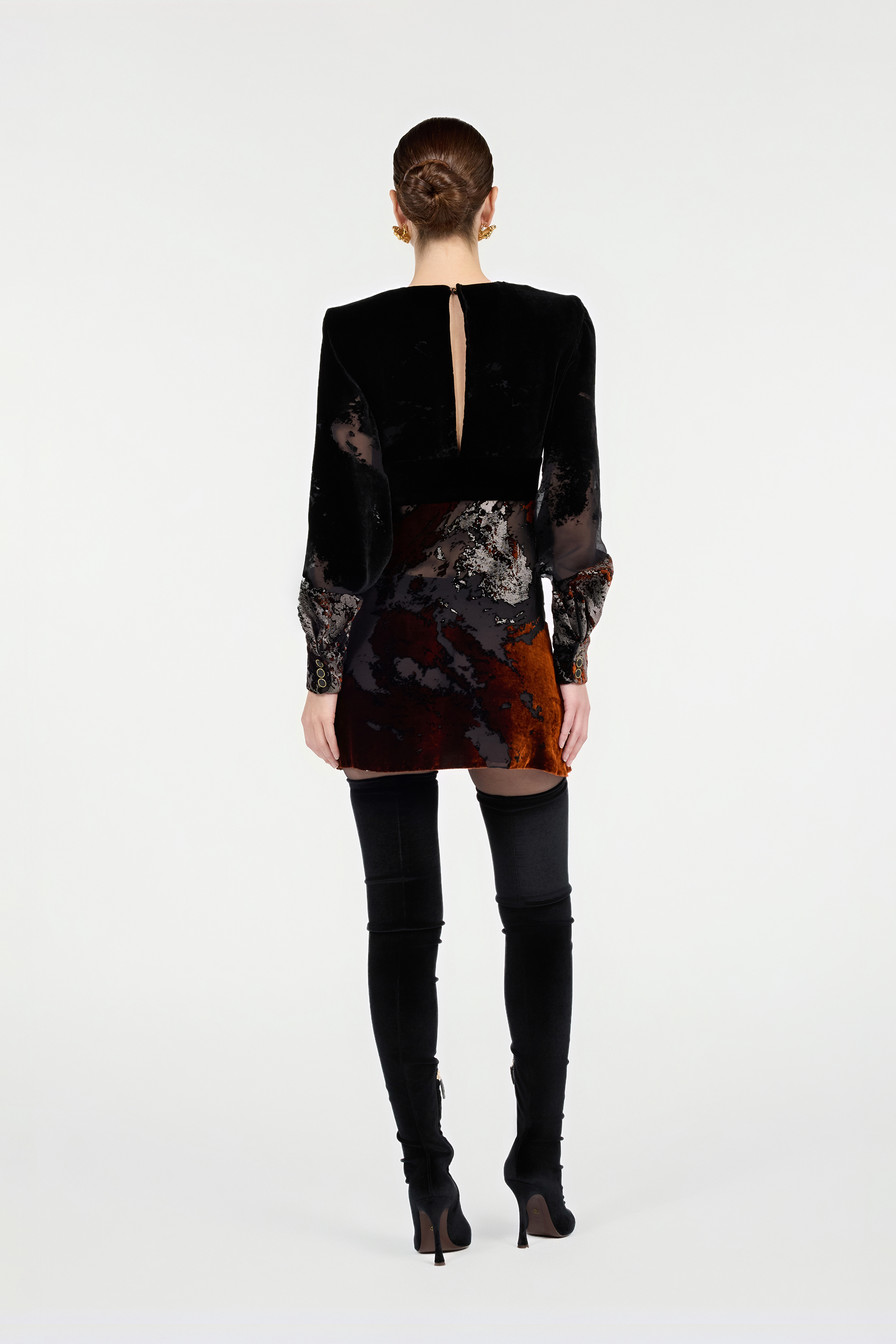 Black Mini Dress With Marine Print