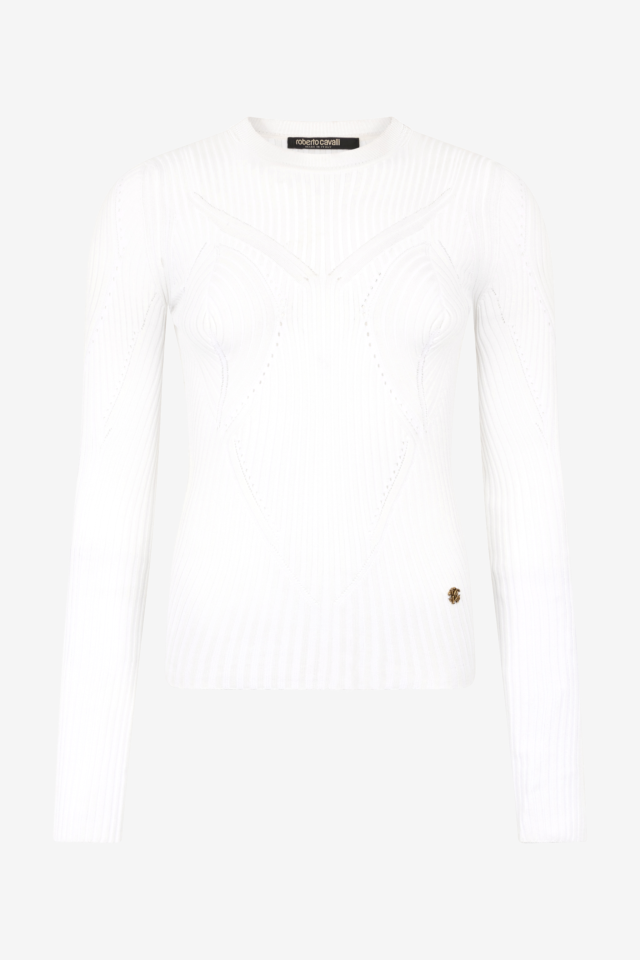 Roberto Cavalli Gerippter Pullover Mit Wall-print In White