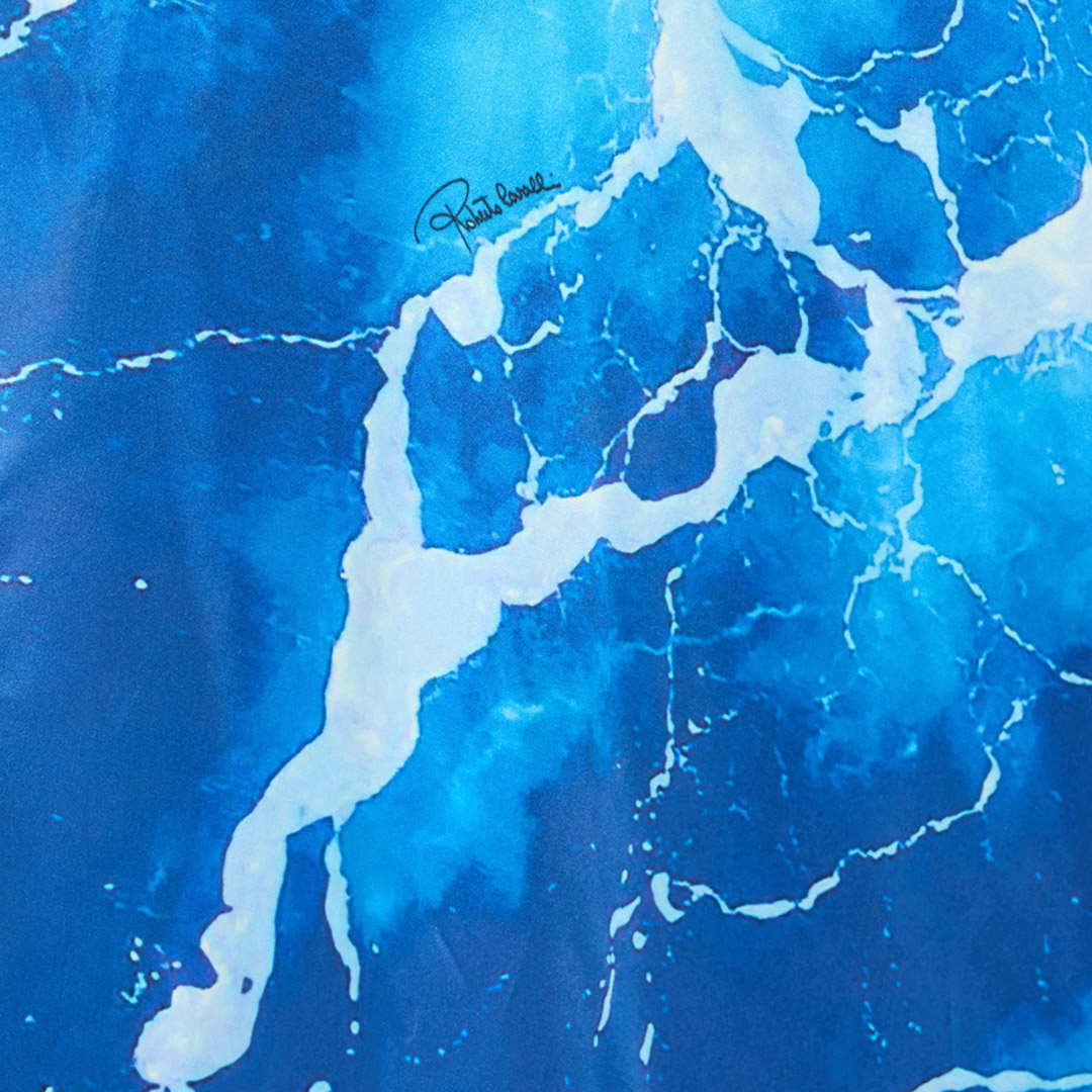 Roberto Cavalli Langes Kleid Mit Stretto Di Messina Print In Blue
