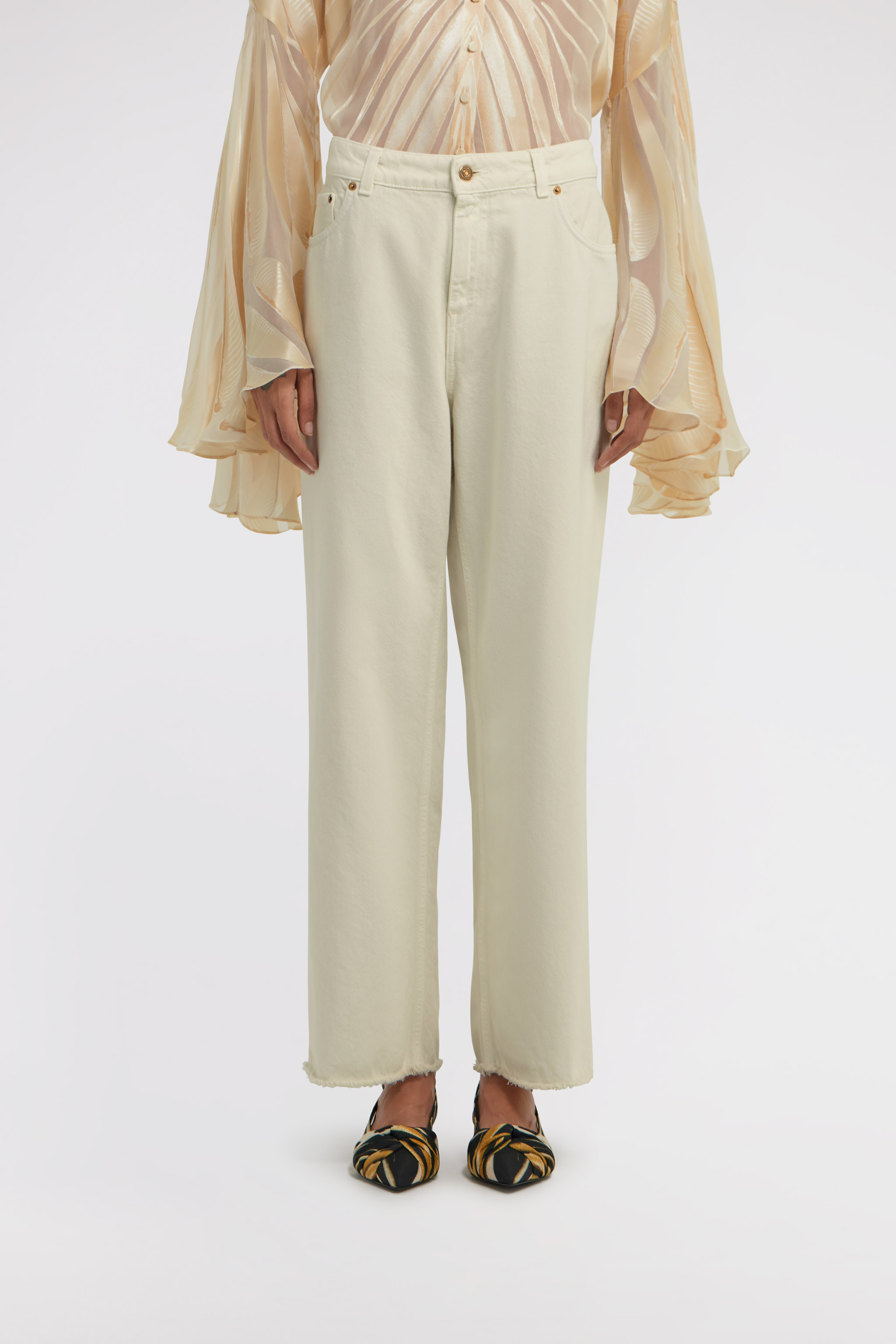 Roberto Cavalli Wide Leg Jeans In Ivory