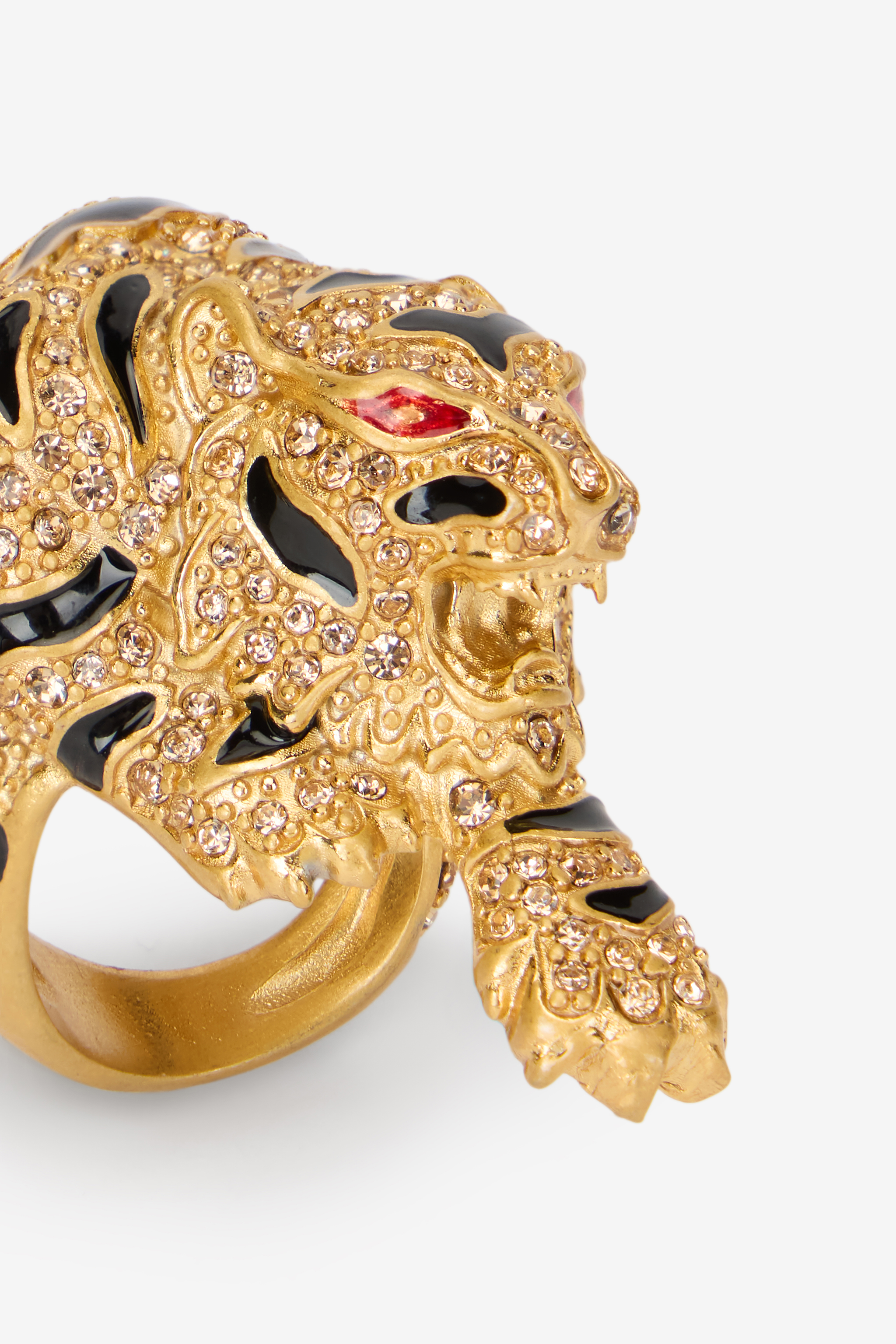 Roberto Cavalli Gold Crystal-embellished Roar Ring