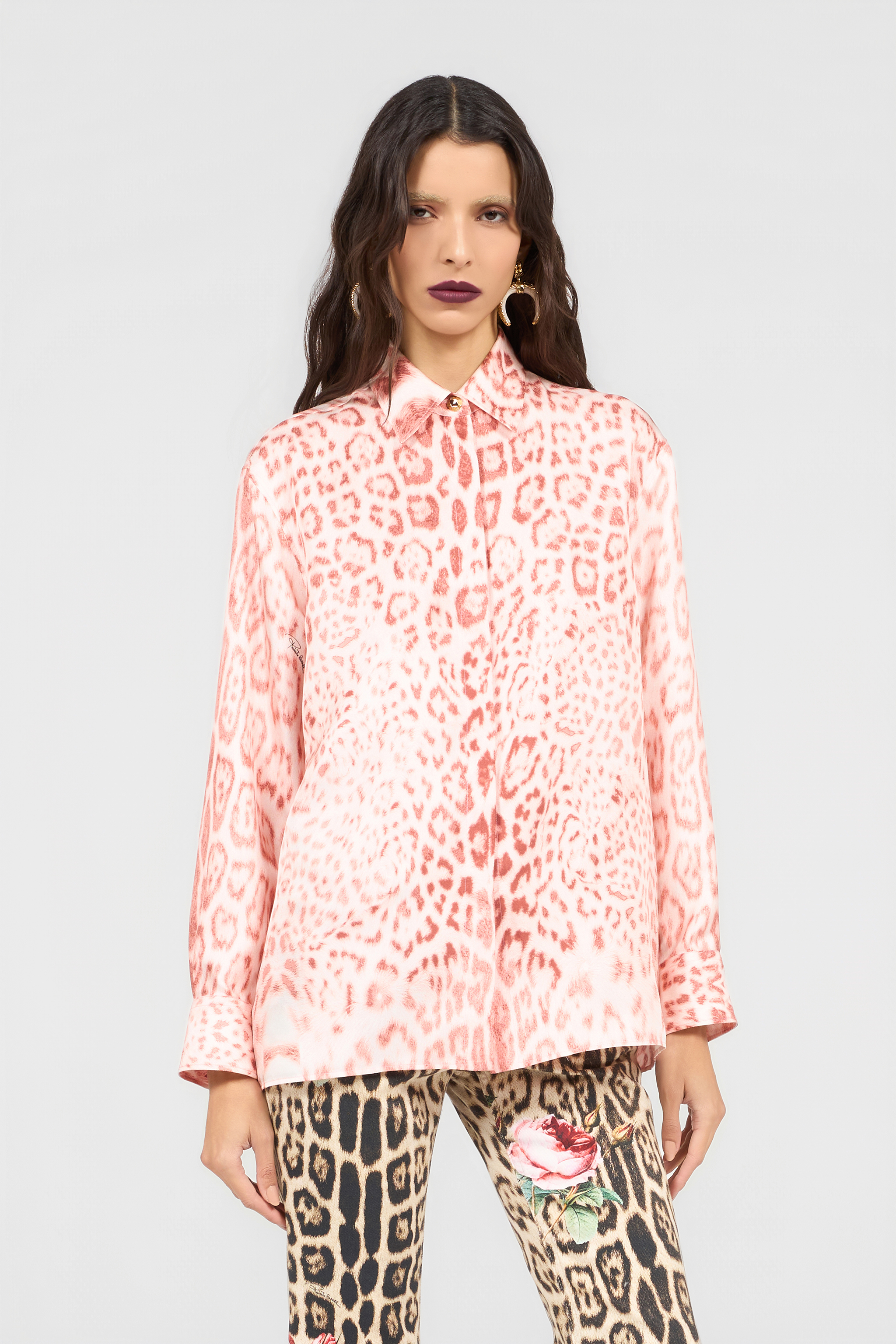 Roberto Cavalli Jaguar Pink Print Silk Shirt | Thumbnail 2 Roberto Cavalli Jaguar Pink Print Silk Shirt | Thumbnail 2