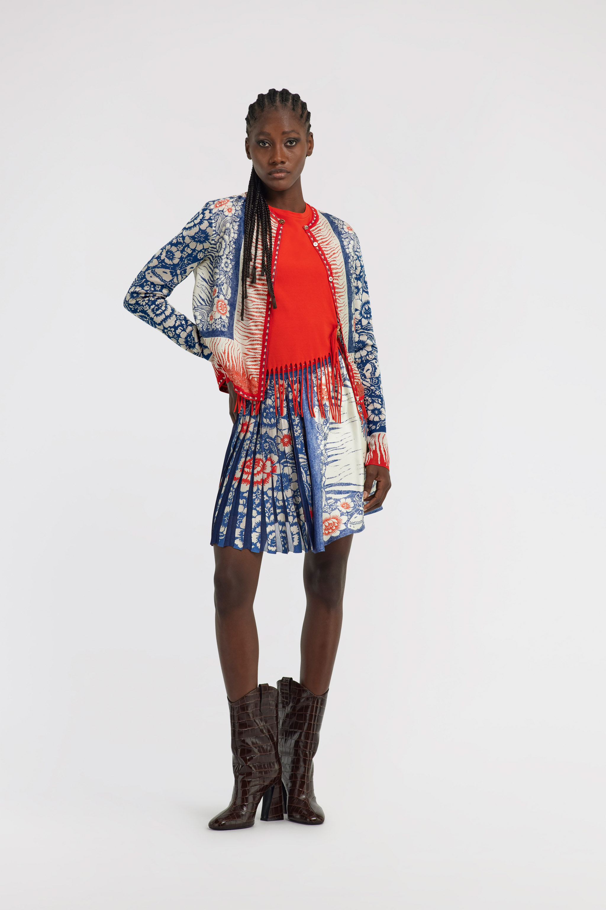 Roberto Cavalli T-shirt With Fringing In Red
