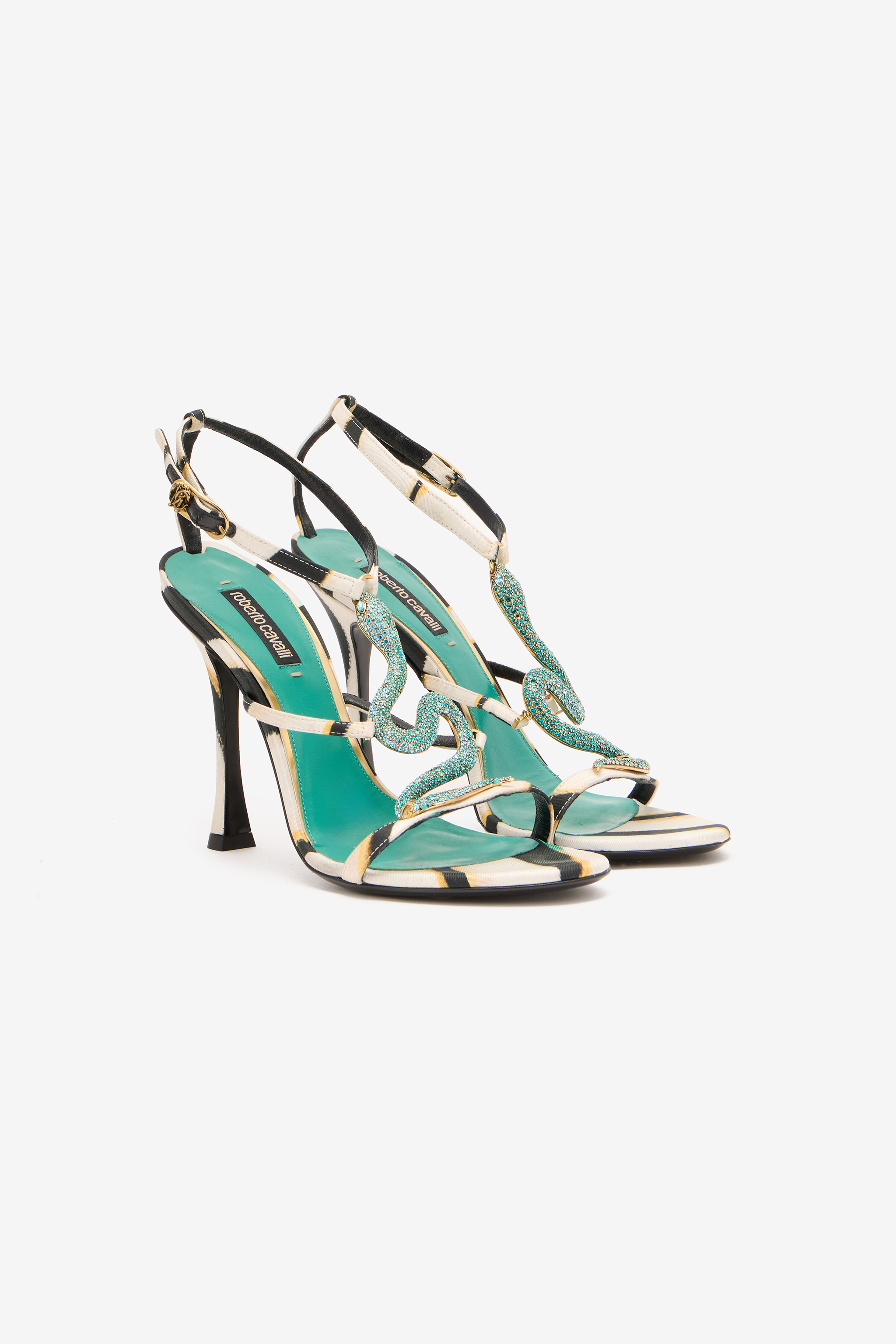 ROBERTO CAVALLI SANDALE SCHUHE MIT RAY OF SEA-DRUCK 