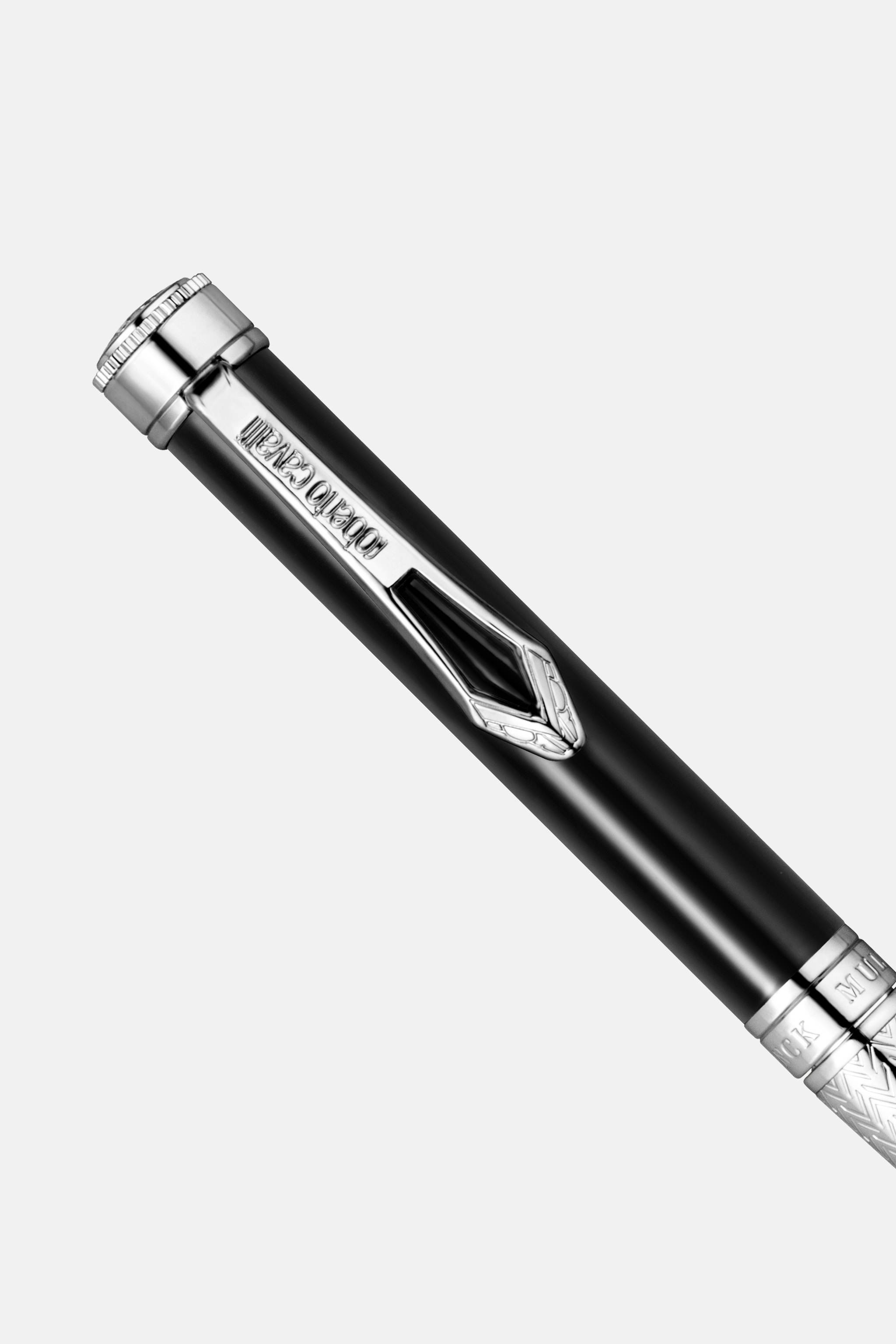  Roberto Cavalli Roberto Cavalli Lacquer Ballpoint Pen, Silver Color & Black Lacquer -  Bags & Accessories Silver Black Unica 