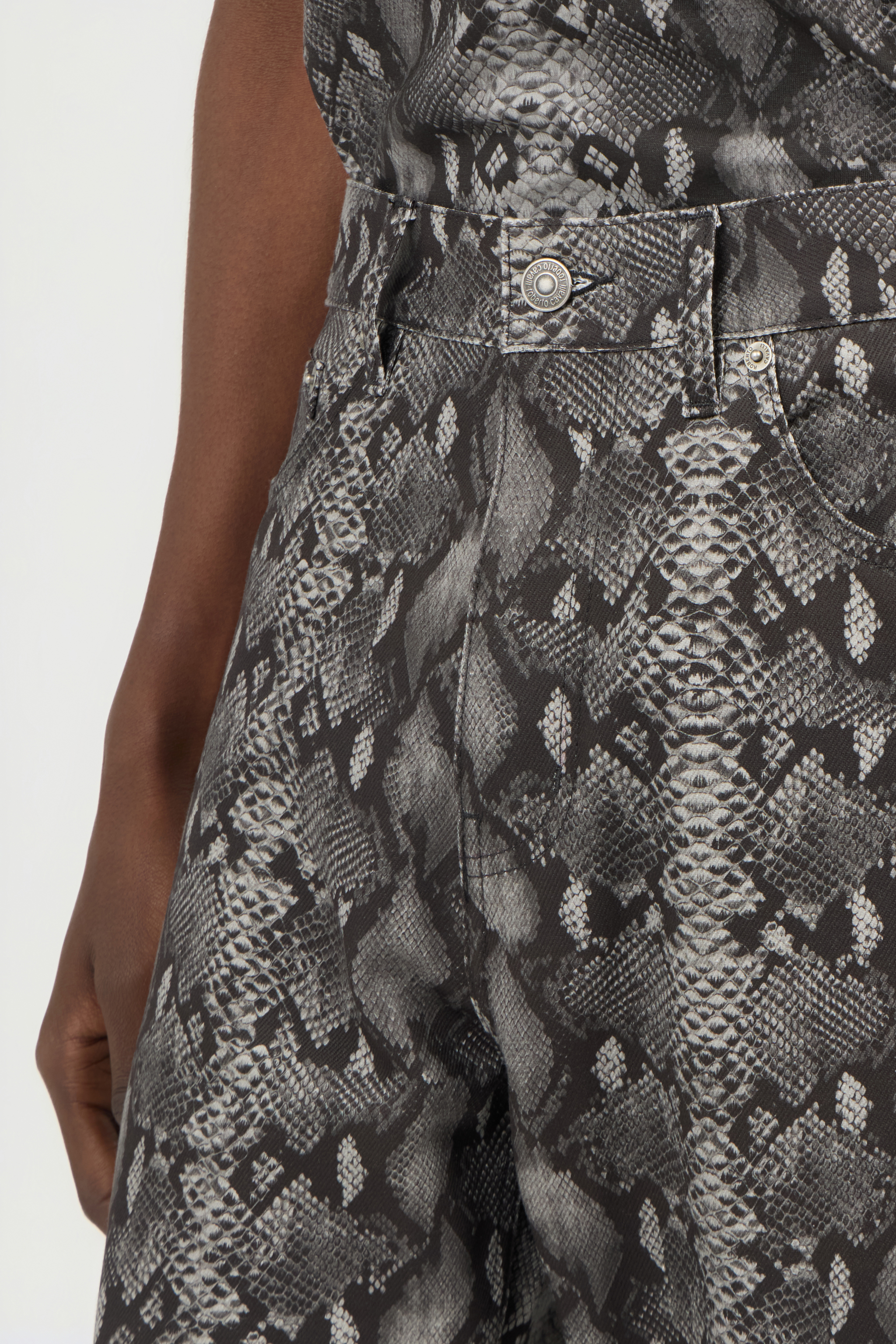 Roberto Cavalli Python Print Denim Jeans In Animal Print