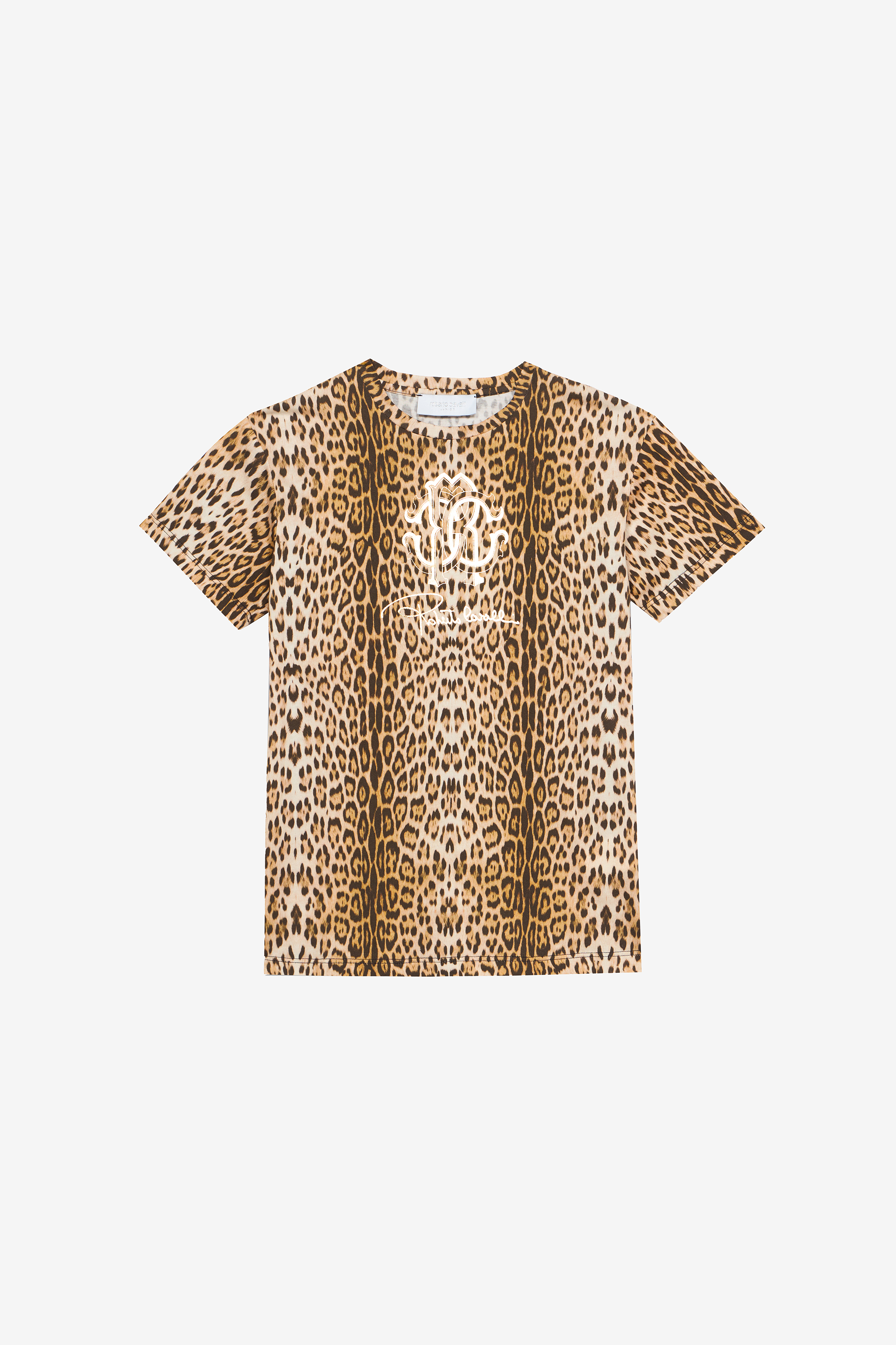 Roberto Cavalli Girls Light/Brown T-Shirt With Jaguar Skin Print - S (4-16Y)