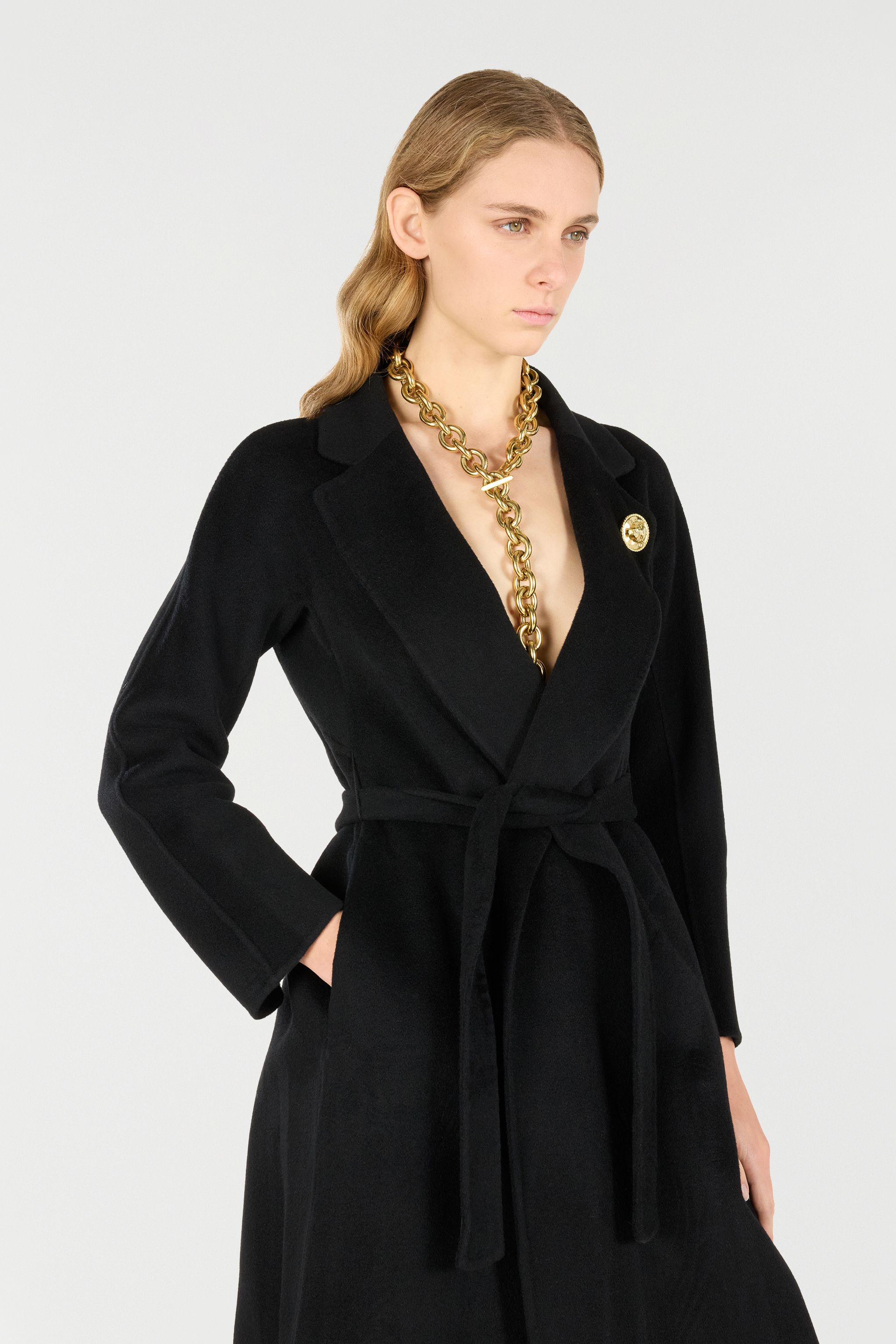 Roberto Cavalli Coat In Cashmere Blend In Black