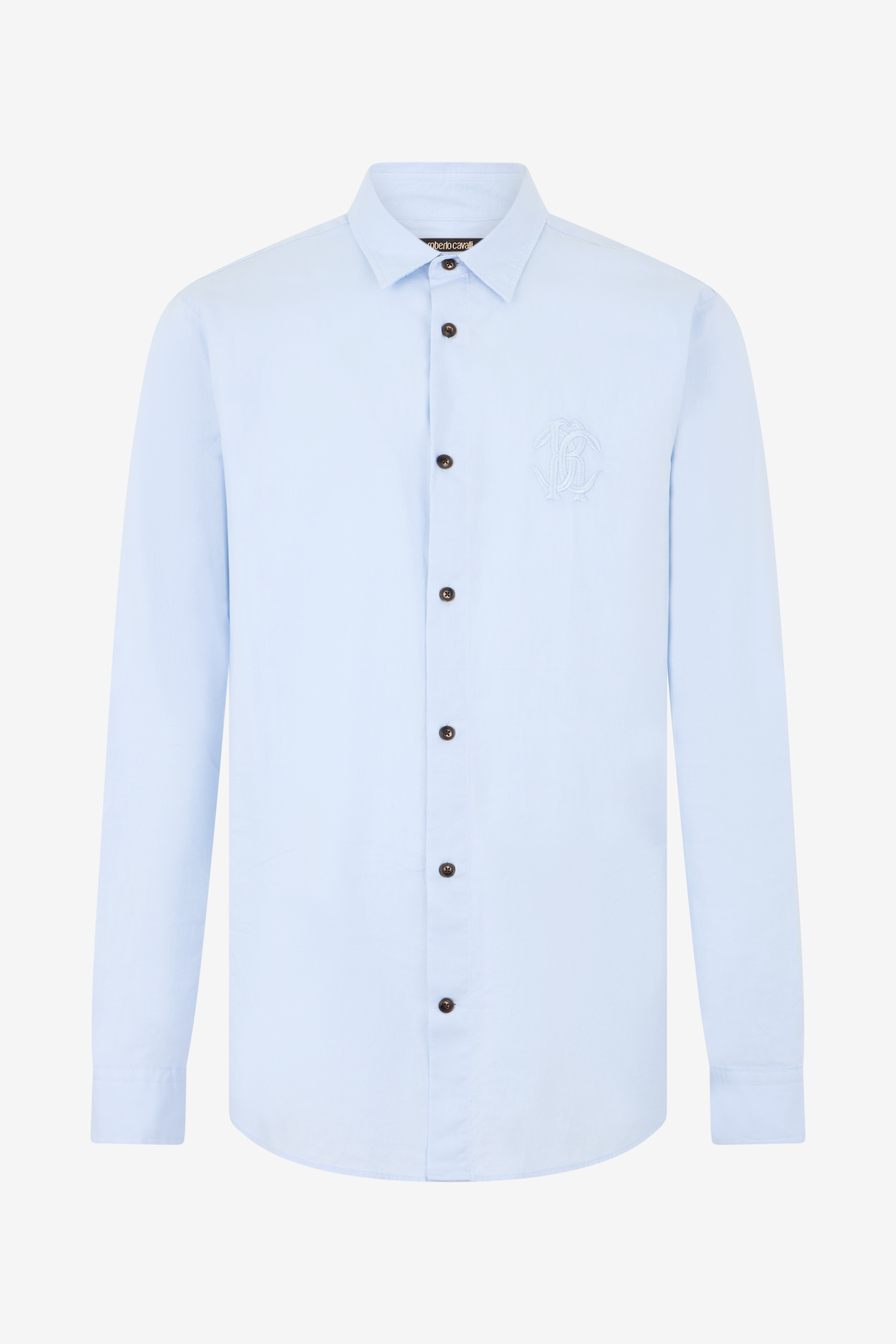 Roberto Cavalli , Casual Shirts, Male, Blue, Xl, Shirt With Monogram Rc Embroidery - Image 2
