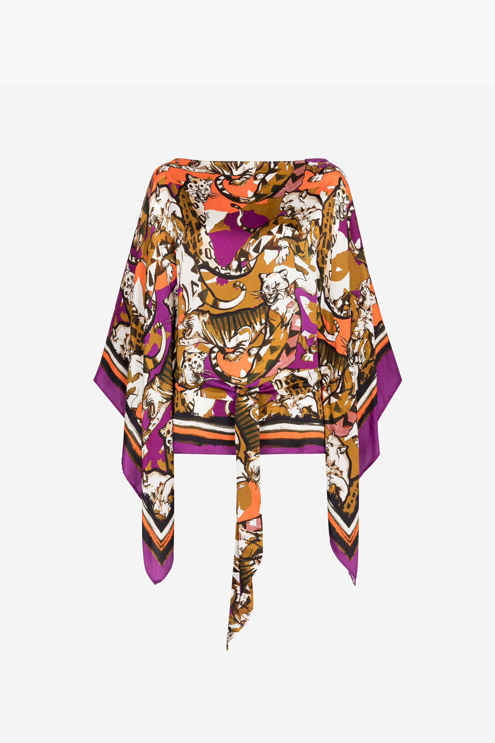 Roberto Cavalli Cheetah-print Draped-sleeve Kaftan In Purple