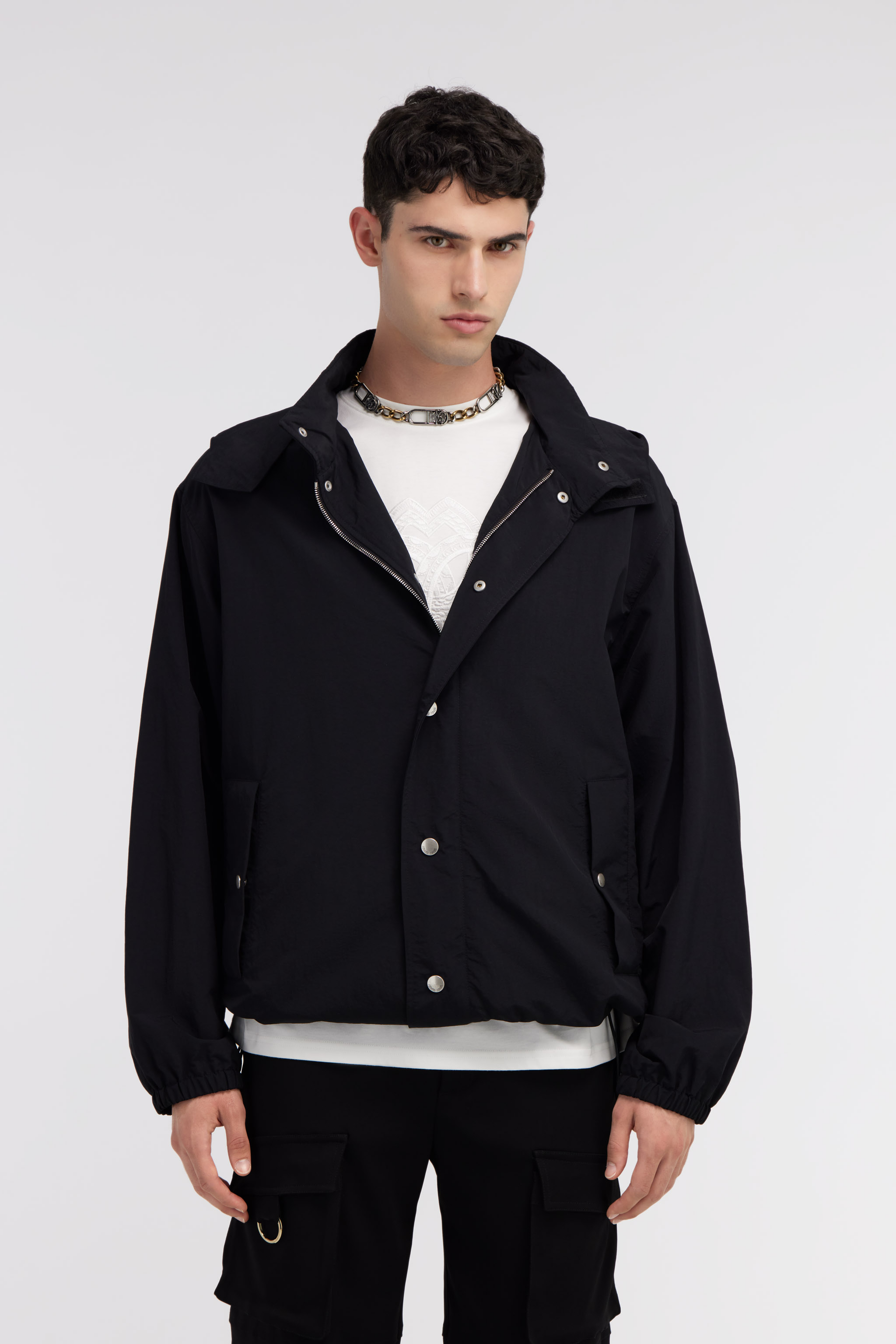 Roberto Cavalli Bomber Jacket With Logo In Black