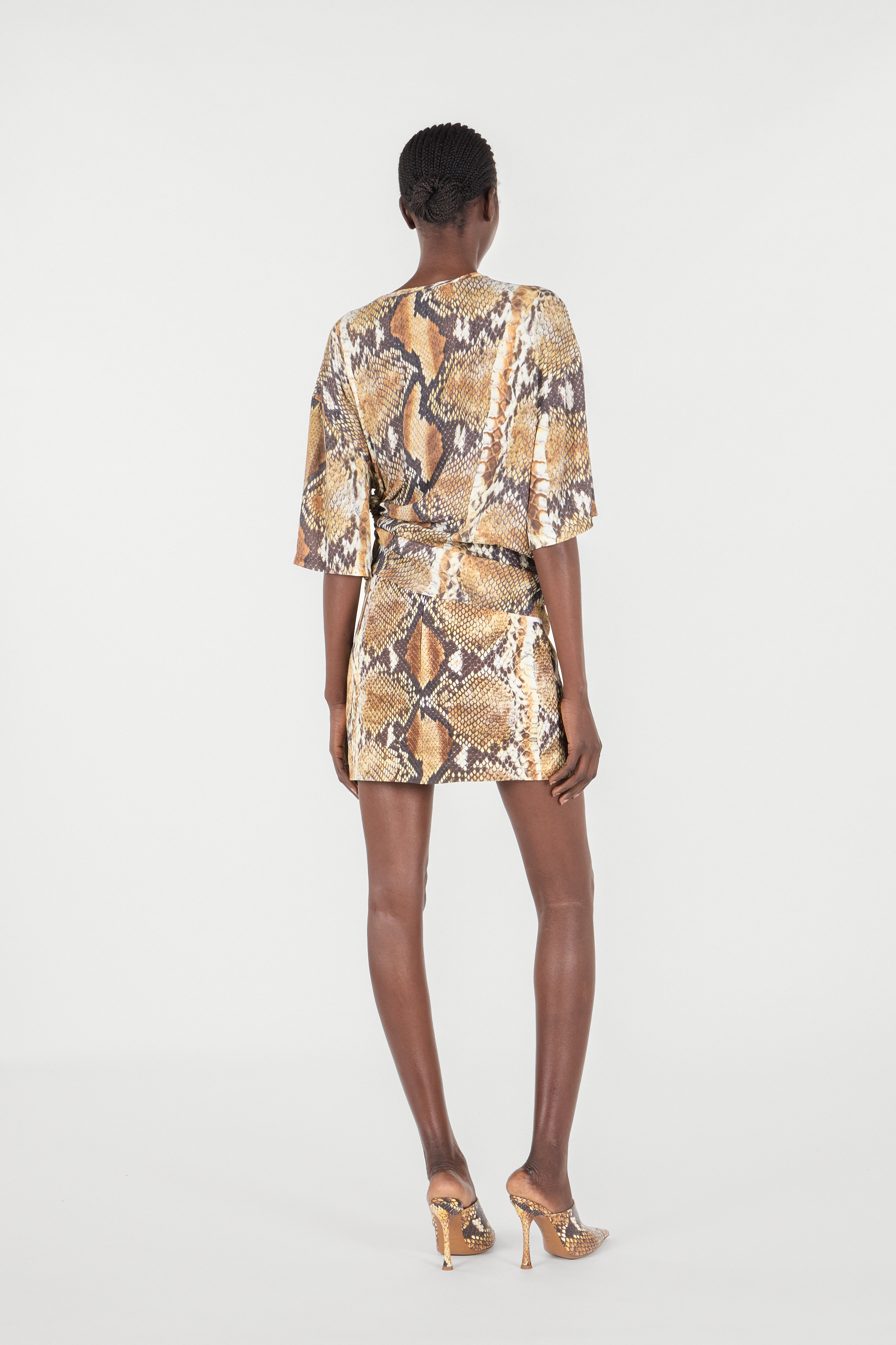 Roberto Cavalli Snakeskin-print T-shirt In Brown