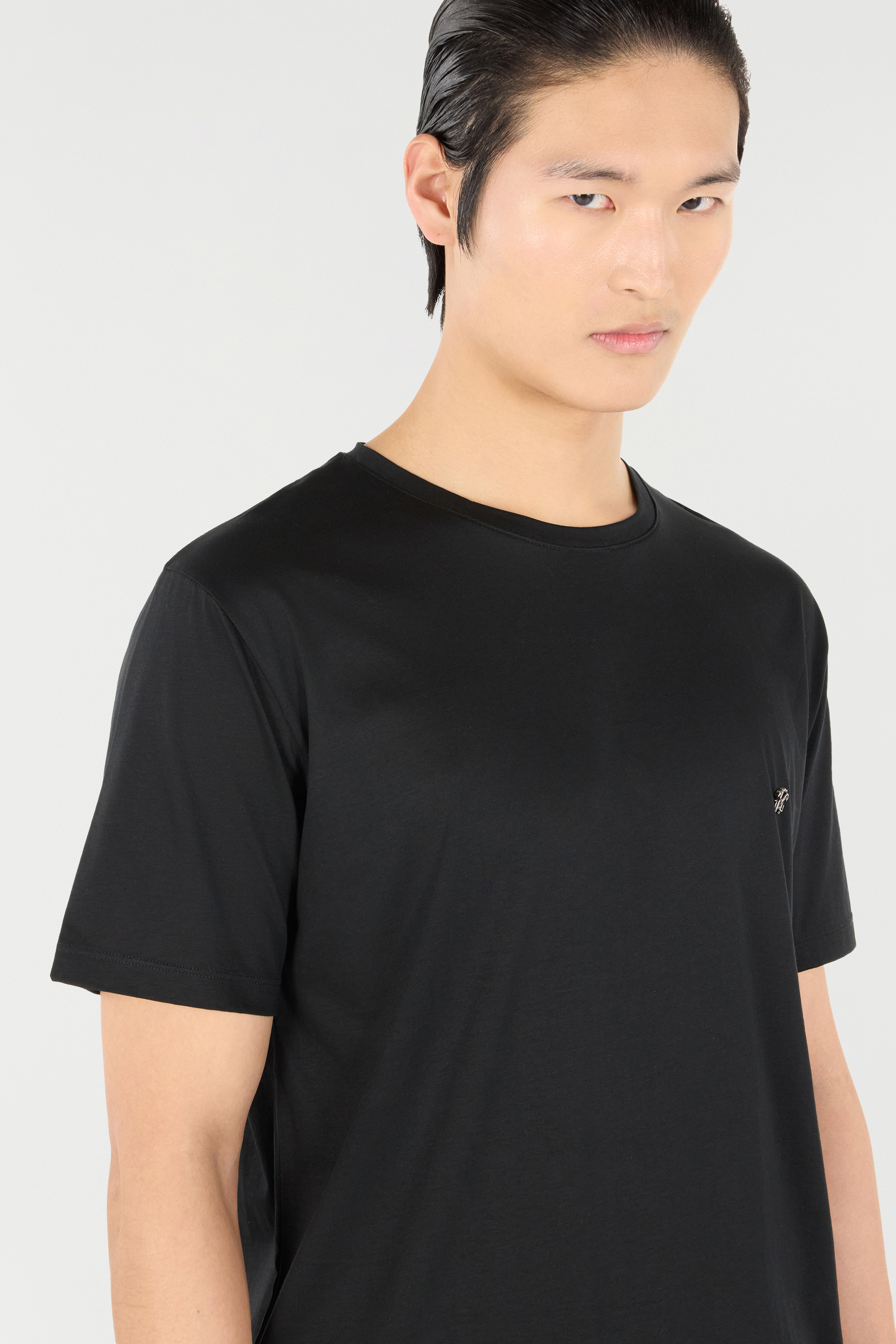 Roberto Cavalli T-shirt With Mirror Snake Monogram In Black