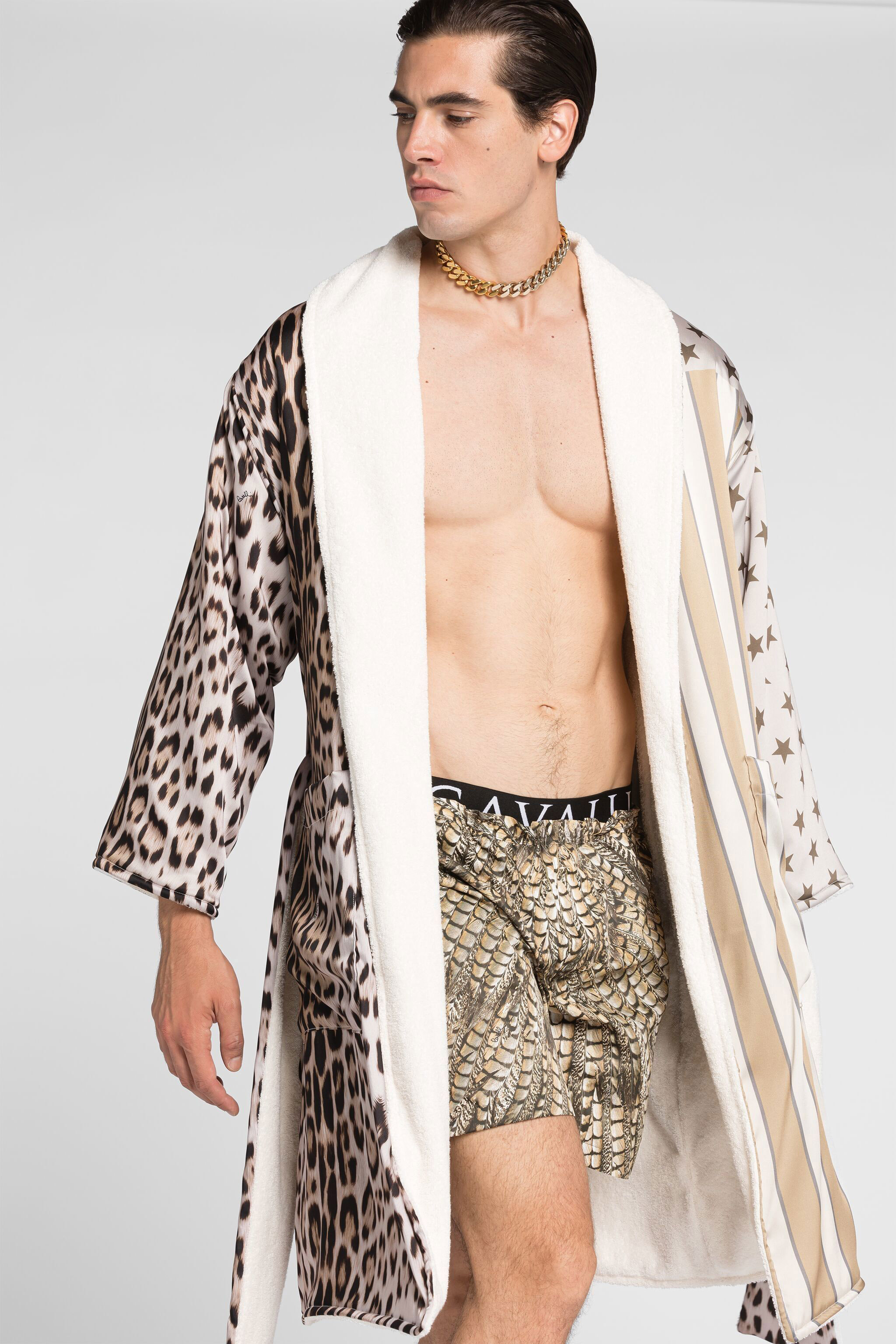 Roberto Cavalli Animal-print Bath Robe In Light Brown