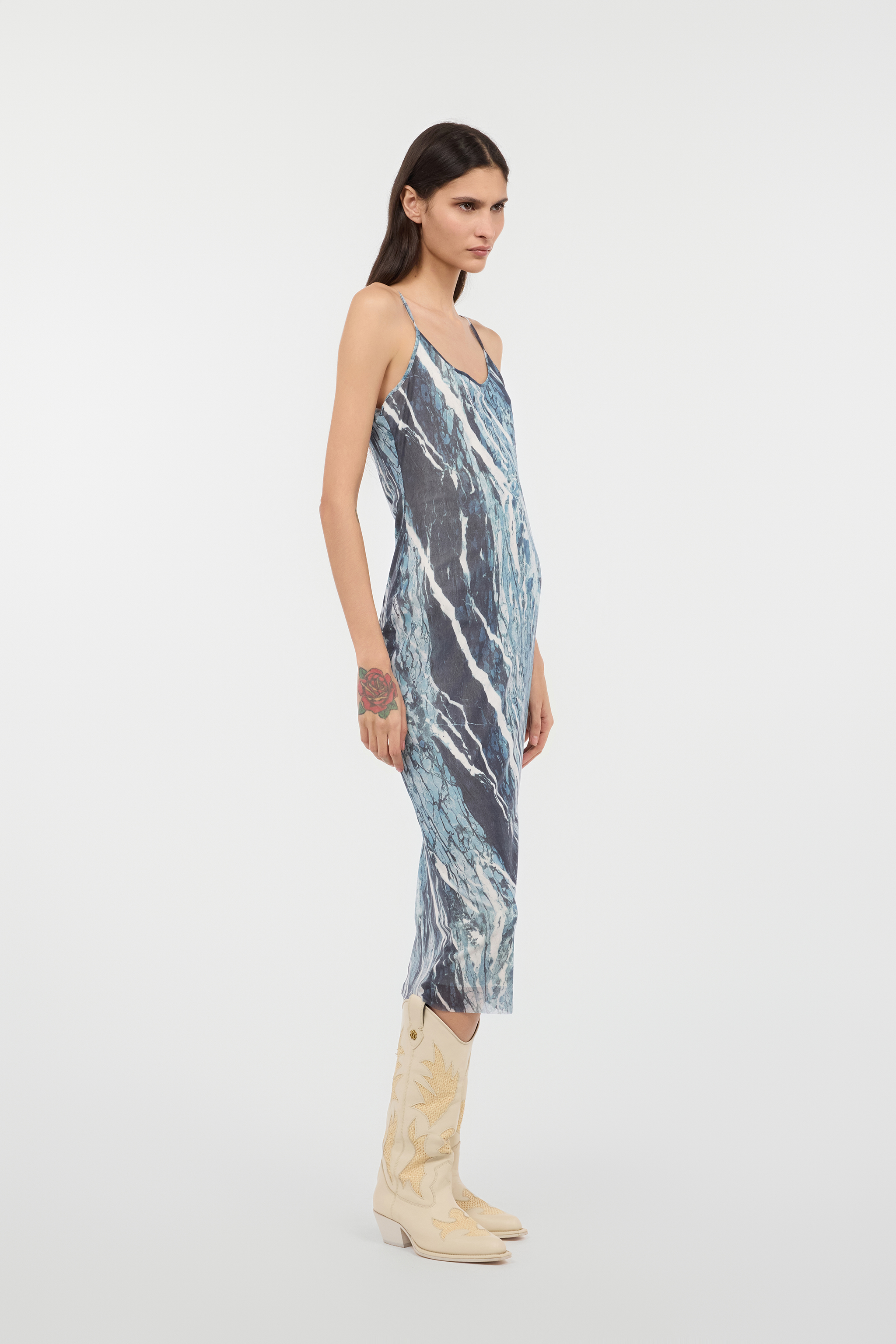 Rubane-Print Midi Dress