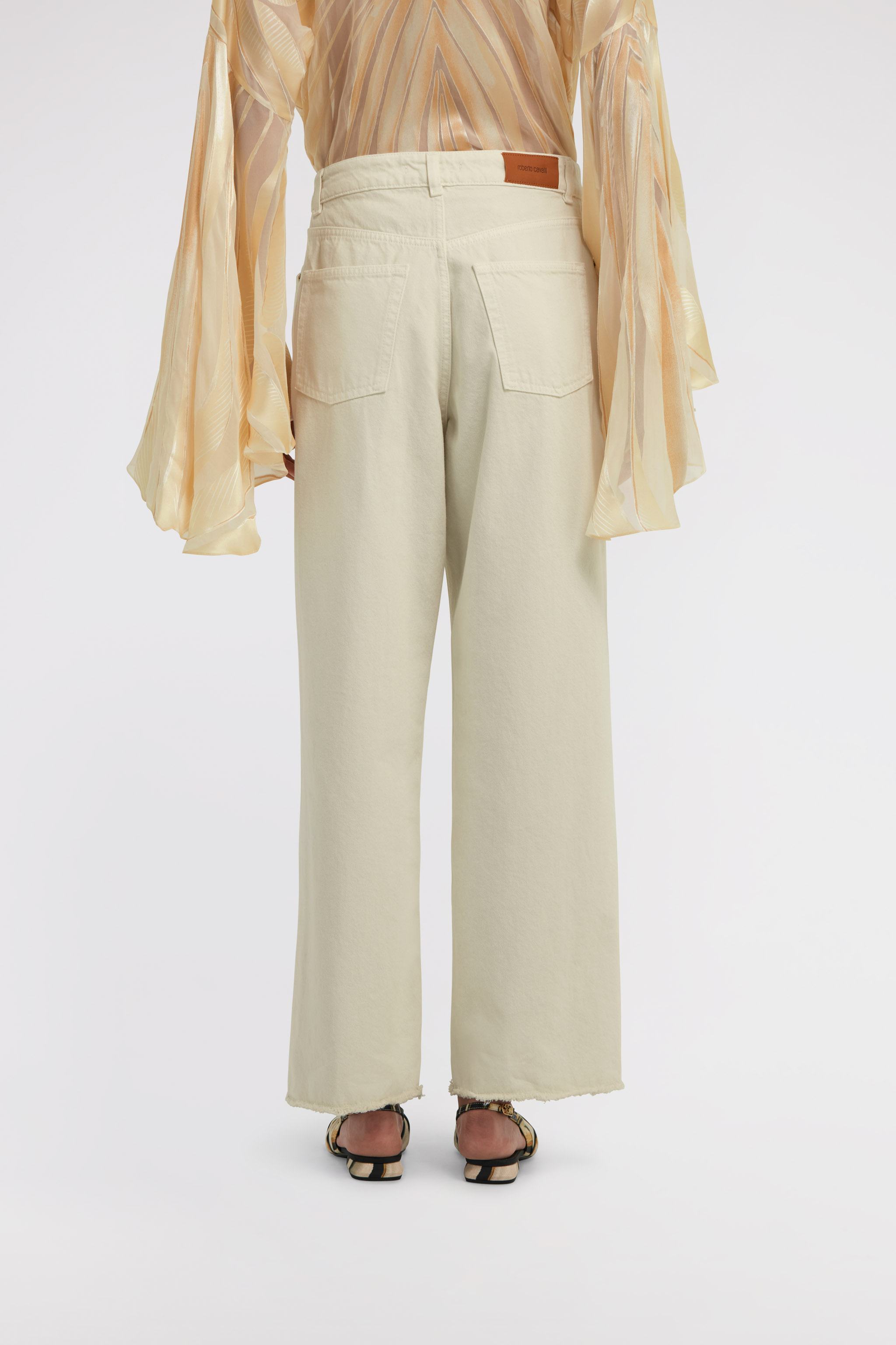 Roberto Cavalli Wide Leg Jeans In Ivory