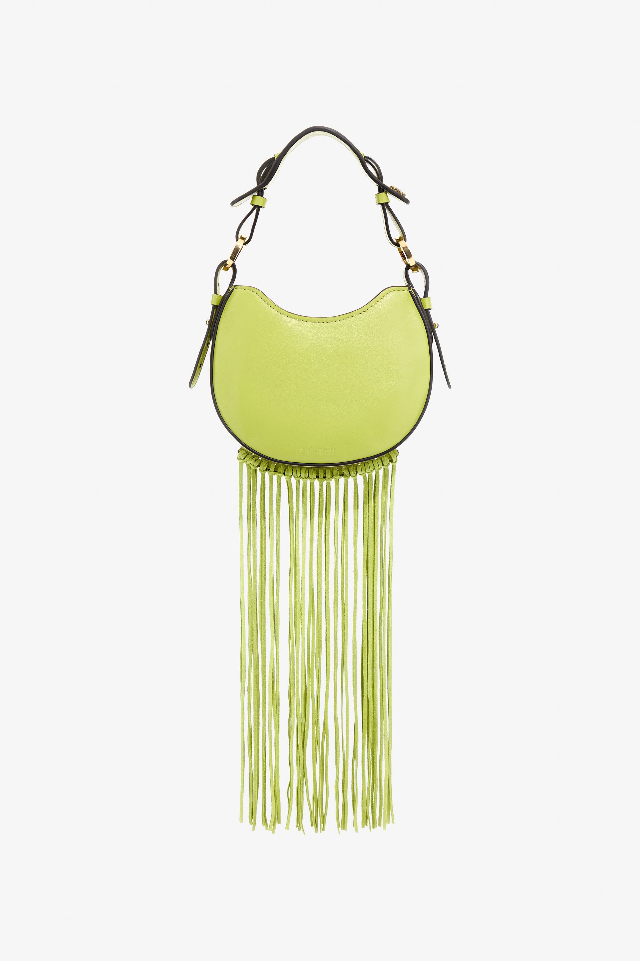 Roberto Cavalli Fang Bag Shoulder Bag With Fringes In Light Green
