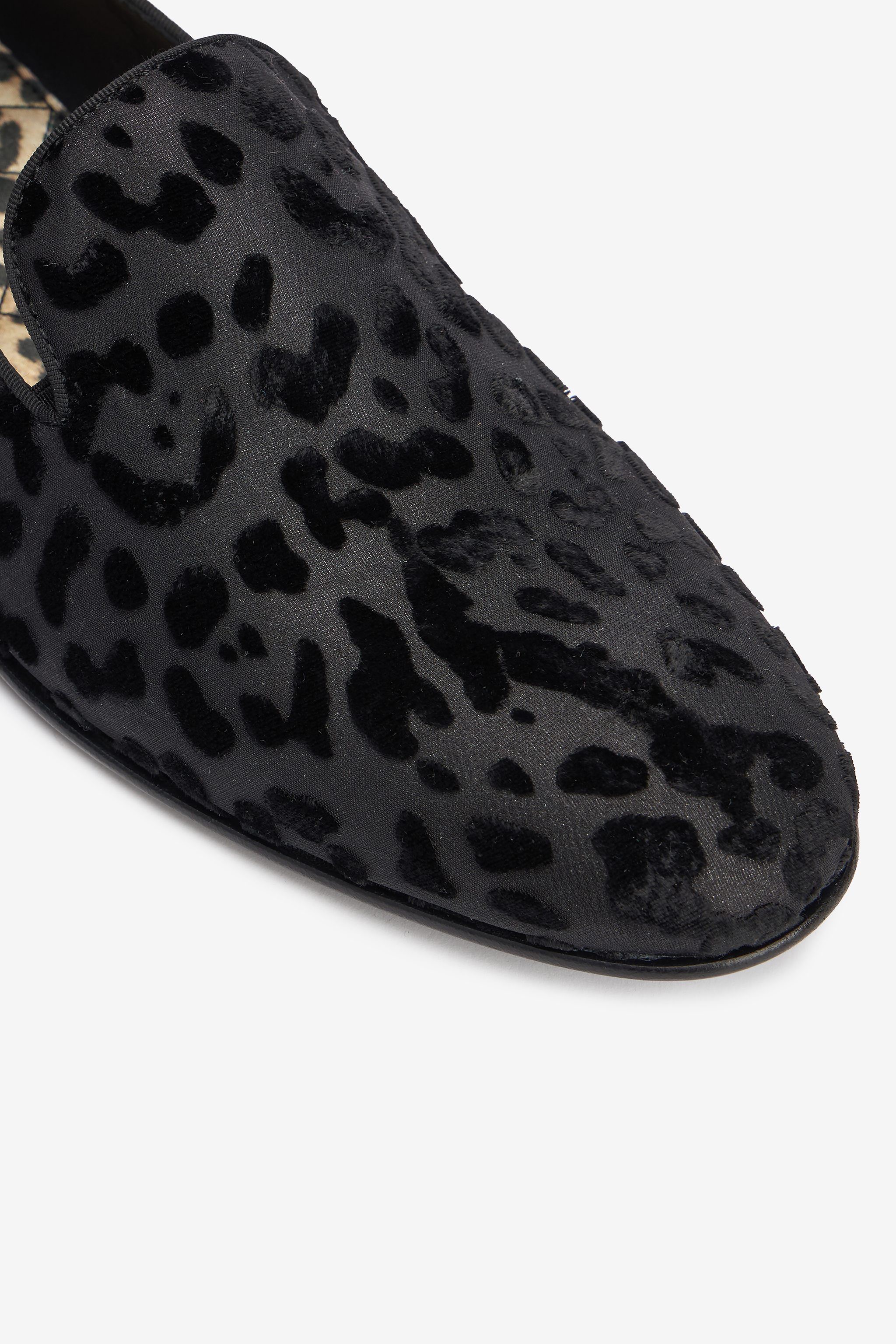 Roberto Cavalli Black Slippers With Jaguar Skin Print In Black