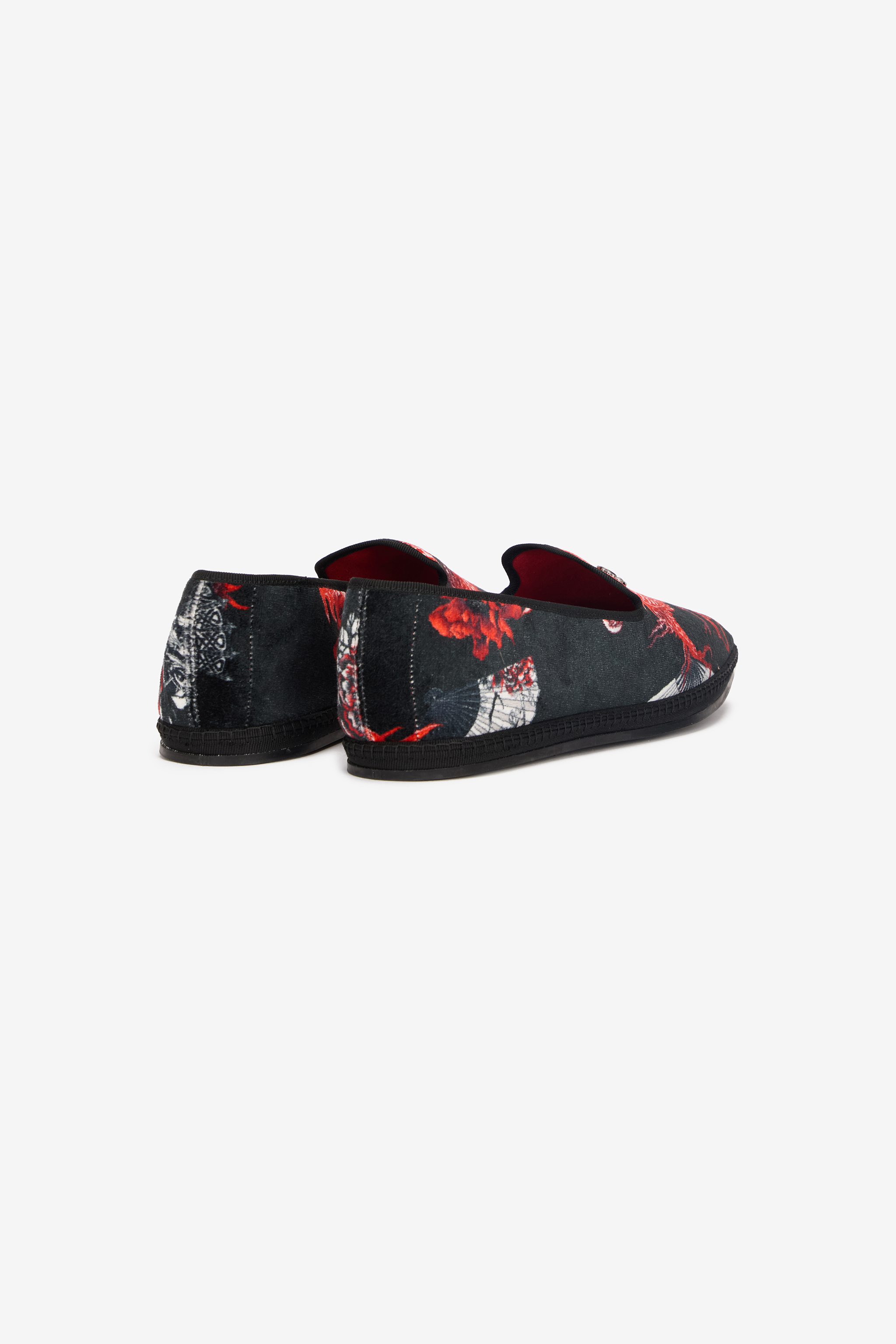 Roberto Cavalli Dragon-print Velvet Loafers In Black
