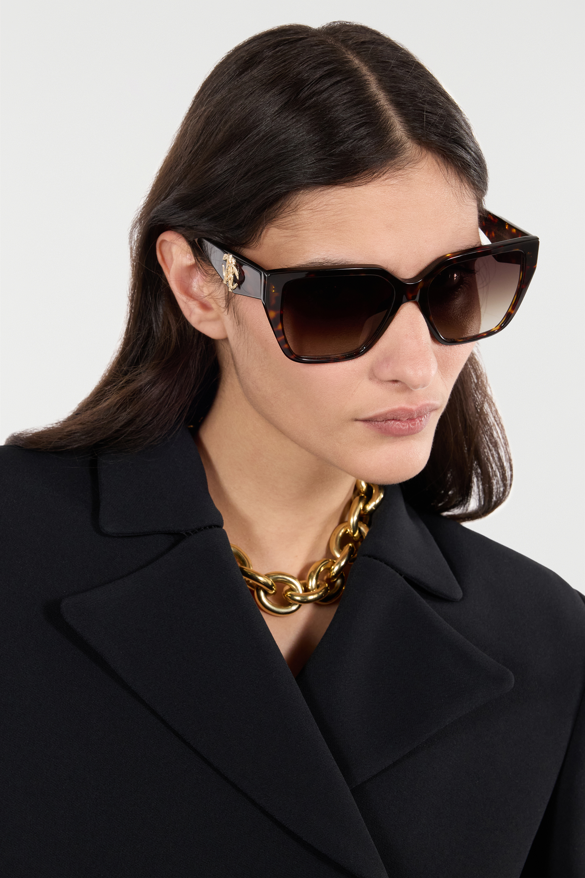 Roberto Cavalli Sunglasses With Wide And Feminine Front In Shiny Brown/yellow H