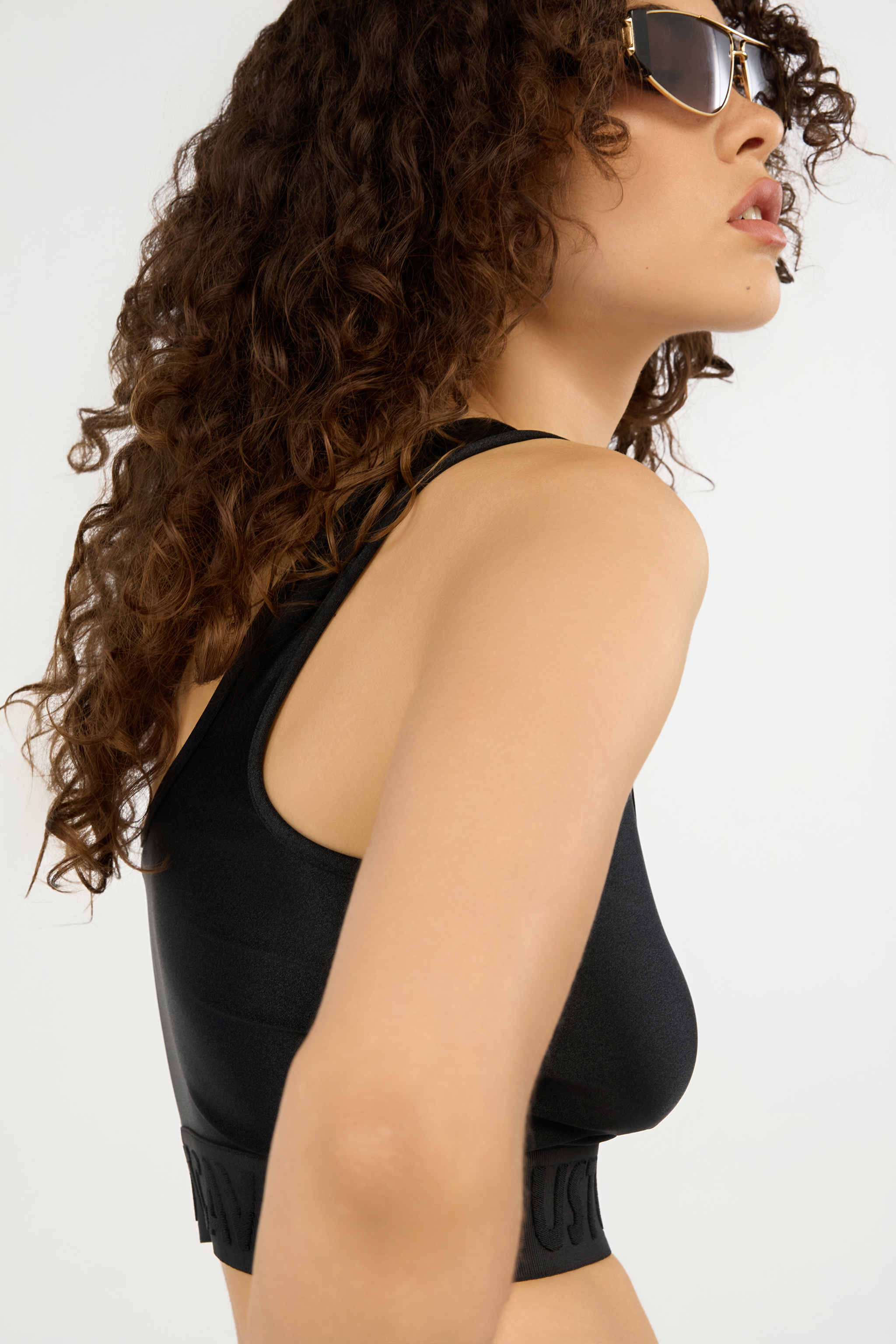 Black Crop Top with Logo Band