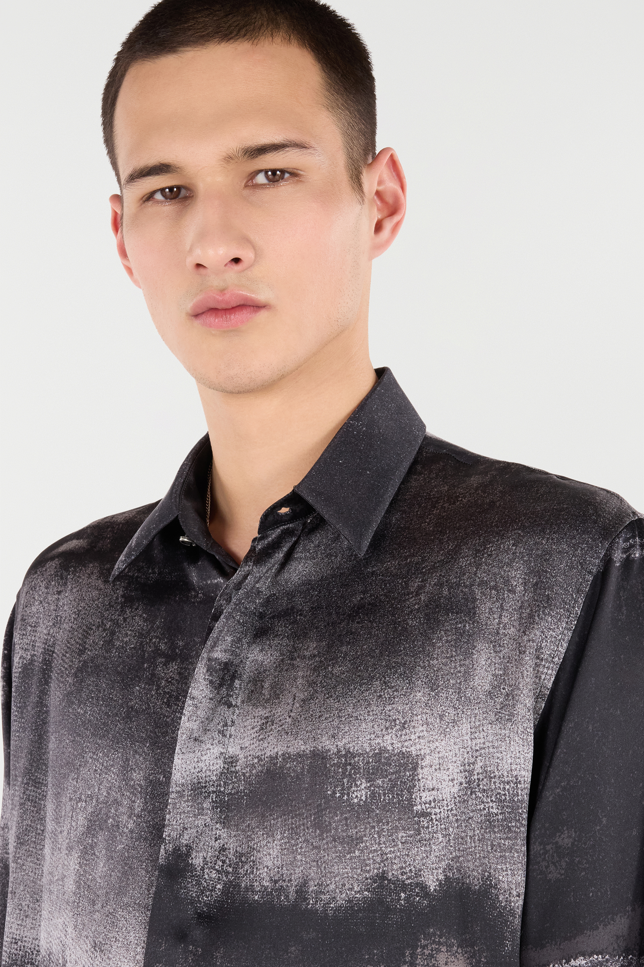 Used-Effect Gradient Silk Shirt