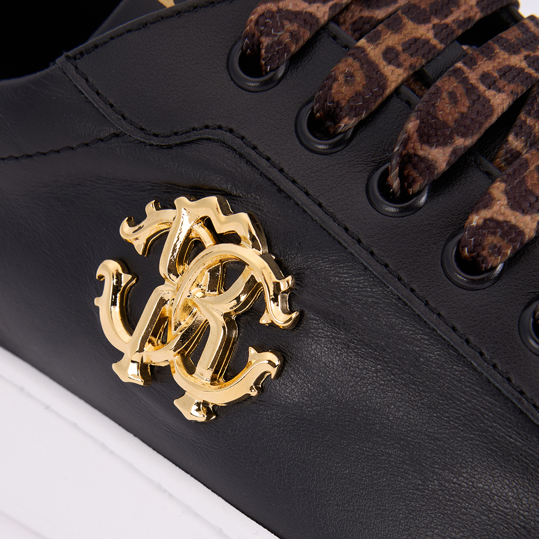 Black Leather Sneaker With Monogram RC