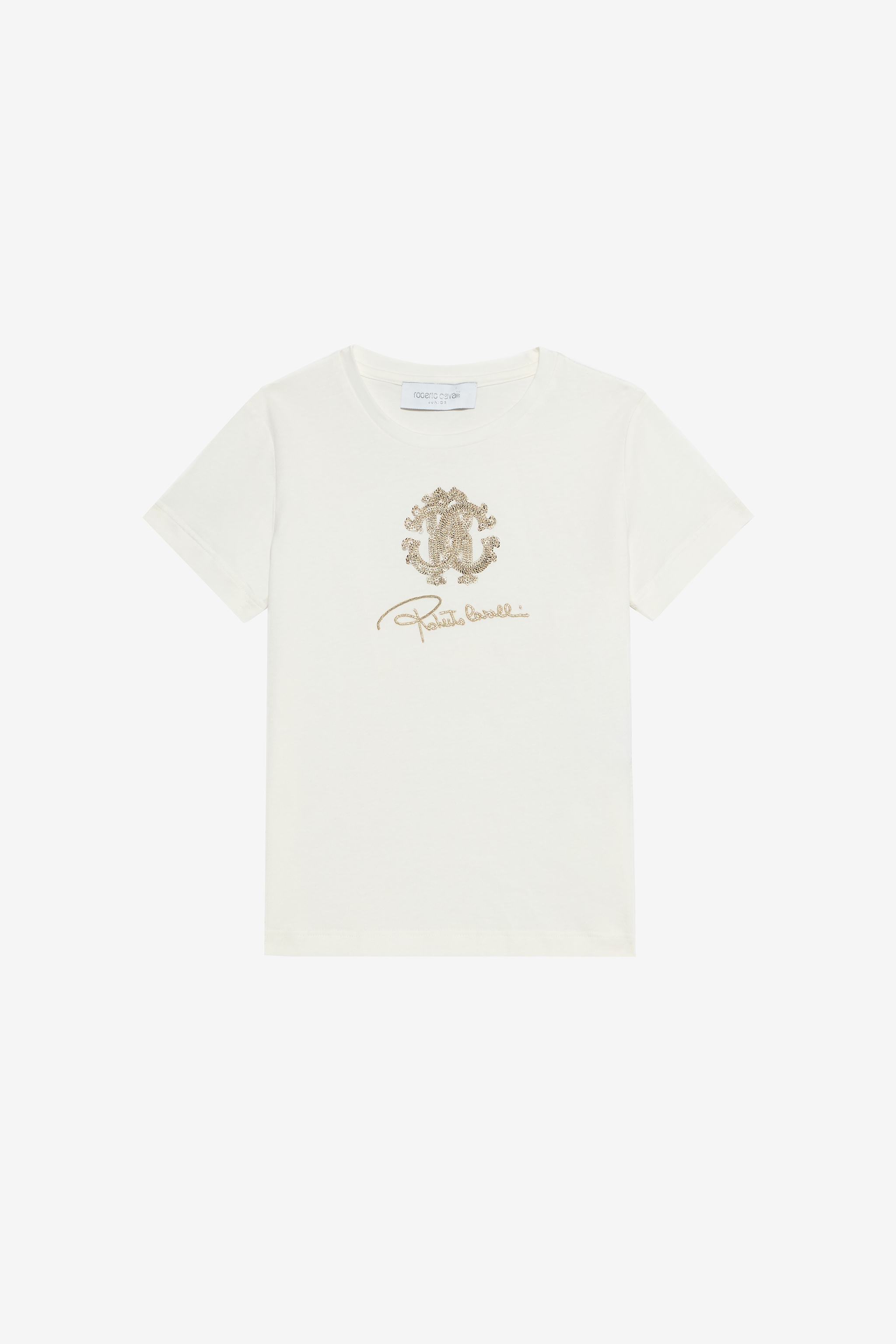 Roberto Cavalli Signature Embellished Tee - Female - Kids Short Sleeve T-Shirts - White - 4 Y | 104 Cm - Kids - Image 2