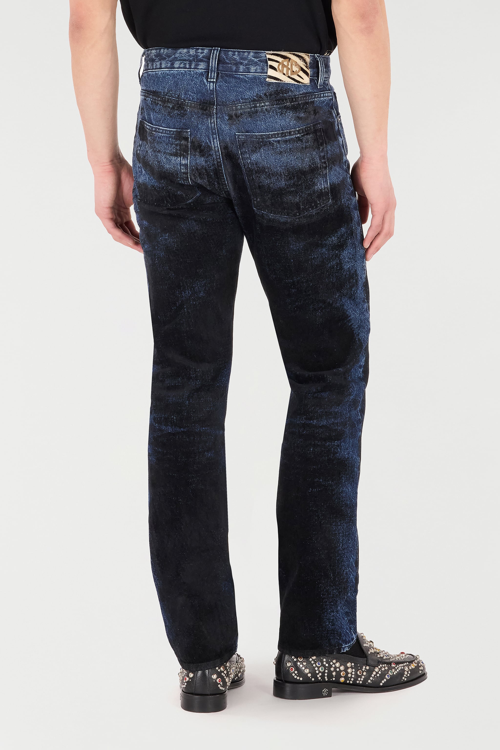  Roberto Cavalli Jeans With Contrasting Discoloration Detailing - Male Promo Sale Fw2025 Dark Blue 36 