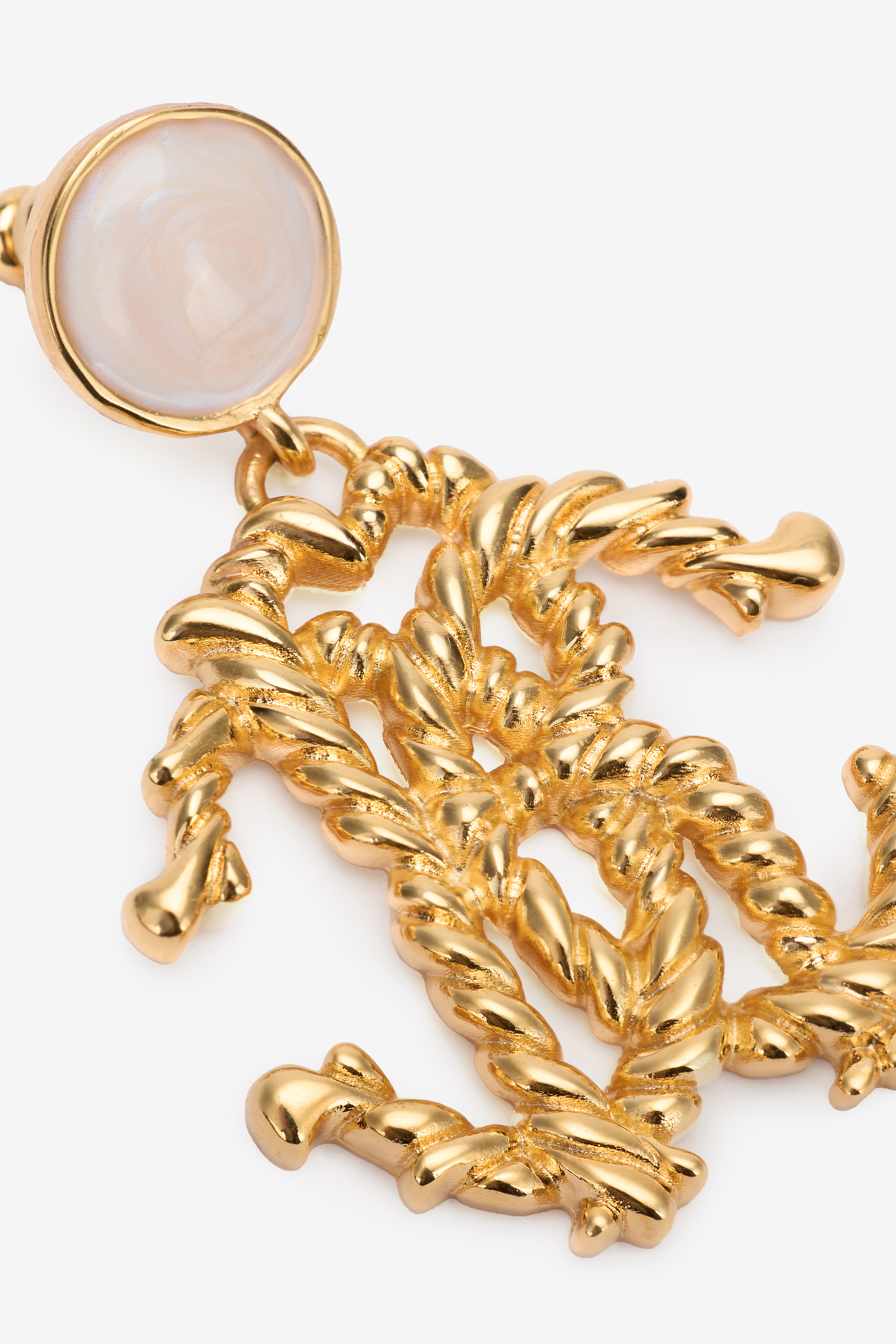 Roberto Cavalli Braided Logo Drop Earrings In Gold