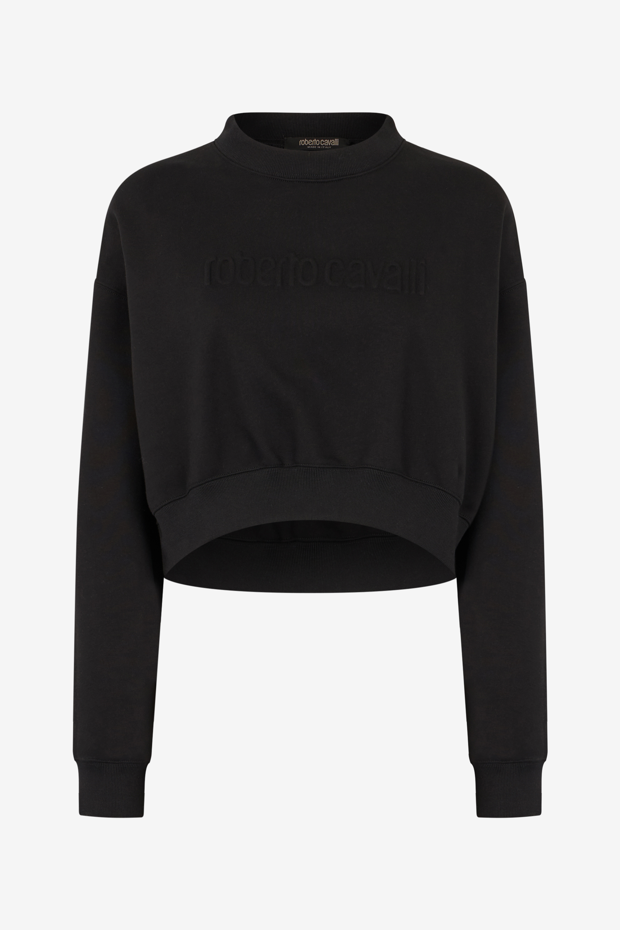 Roberto Cavalli Cropped Sweatshirt With Logo In Black