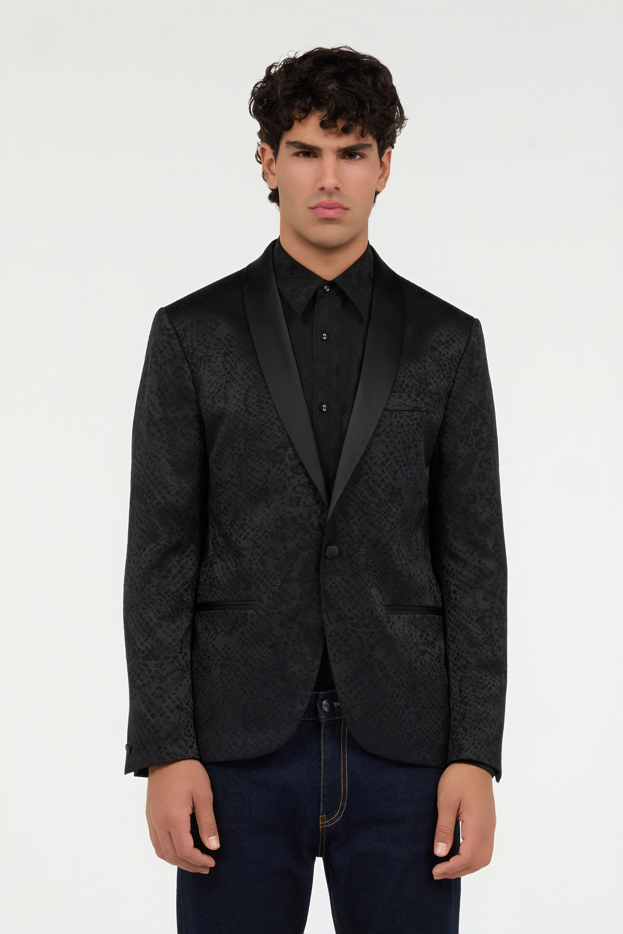 Black Jacket with Python Pattern