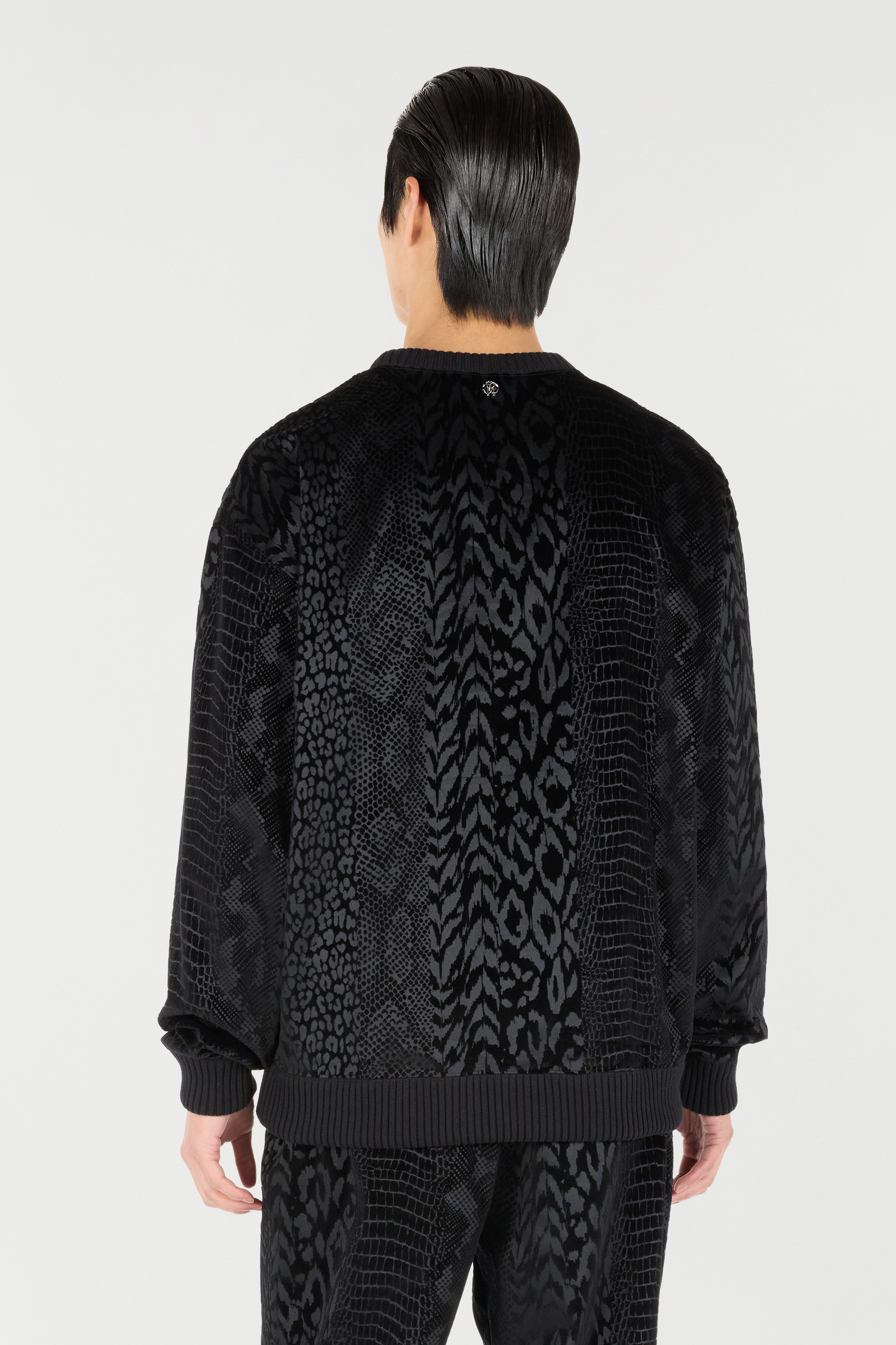 Roberto Cavalli Sweatshirt With Animal Print In Black