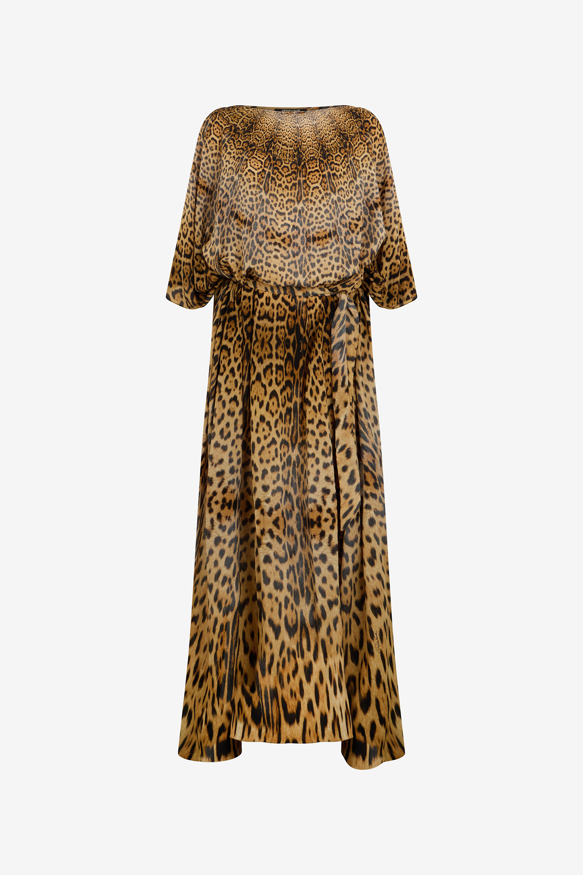 Roberto Cavalli Women's Long Silk Dress With Jaguar Skin Print - Dresses Naturale