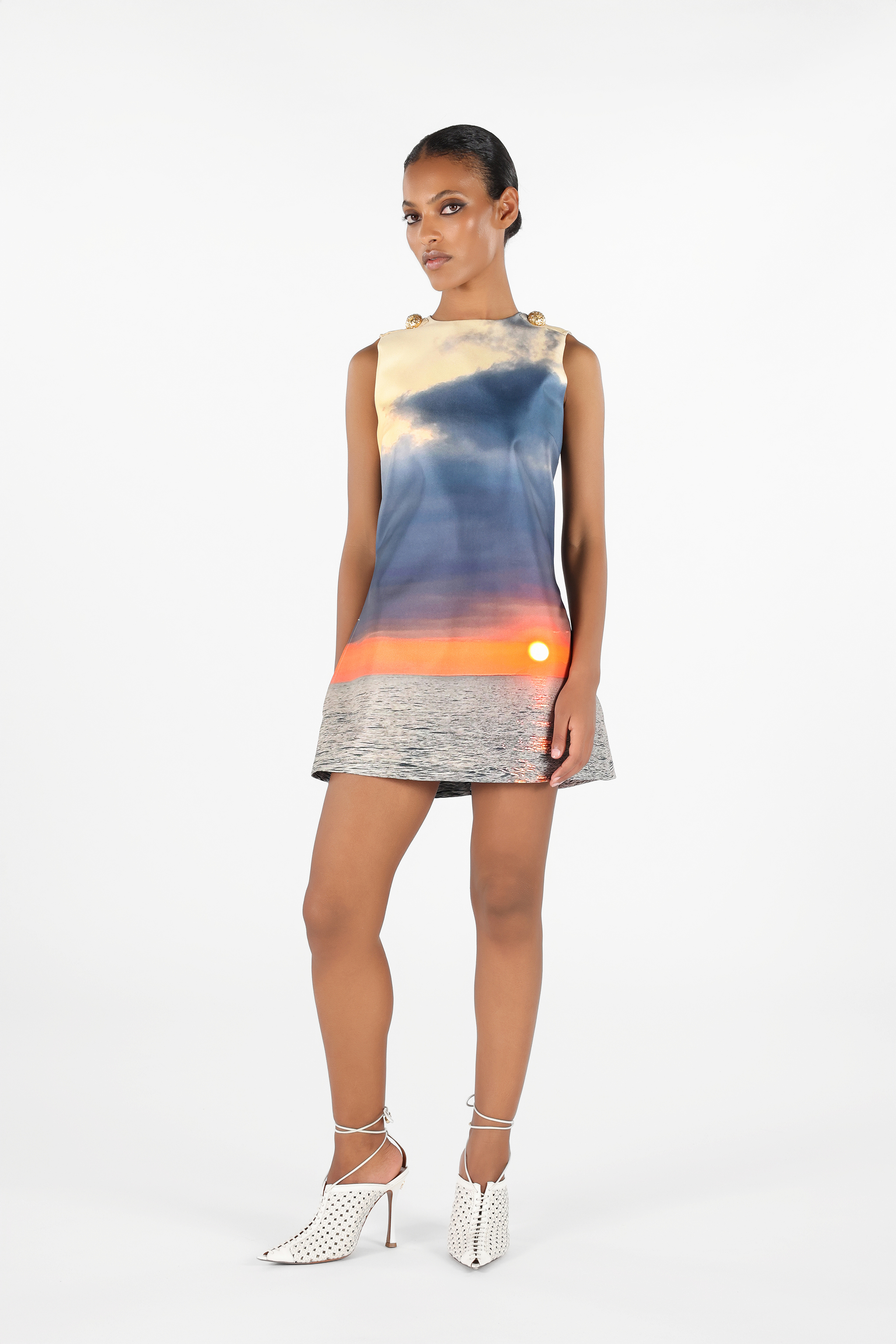 Roberto Cavalli Photograph-print Mini Dress In Blue
