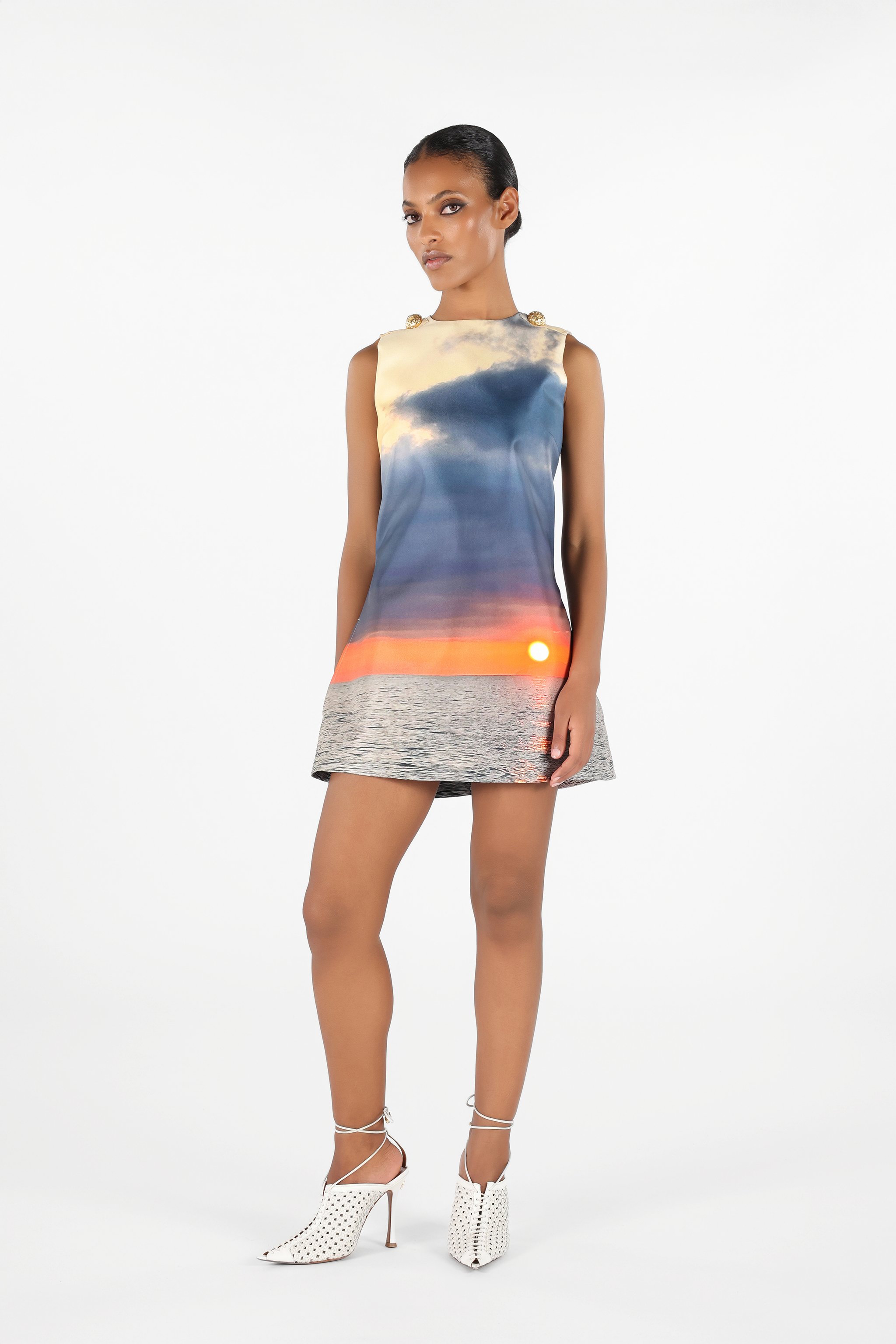 Roberto Cavalli Photograph-print Mini Dress In Blue
