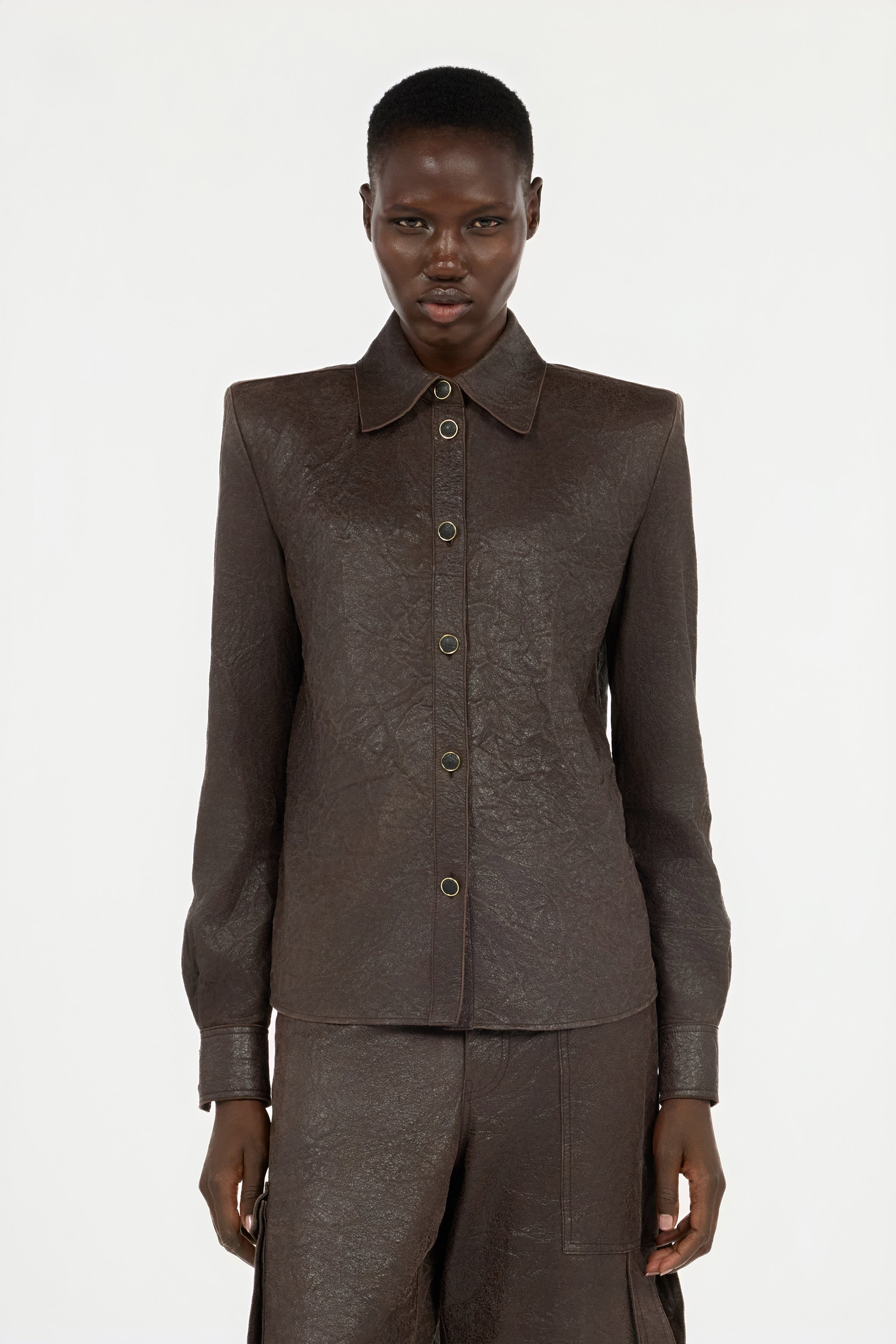 Dark Brown Leather Shirt