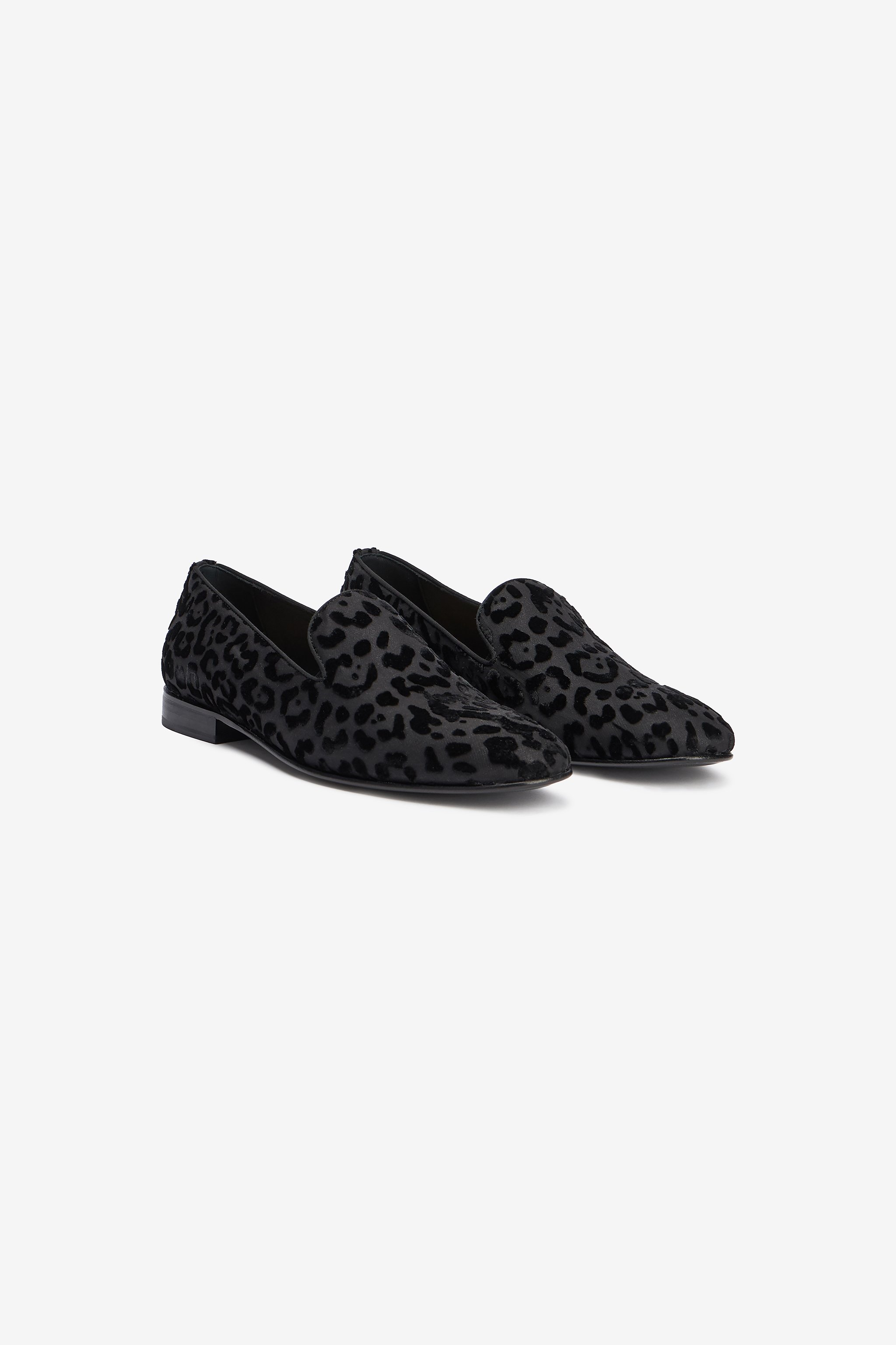 Roberto Cavalli Black Slippers With Jaguar Skin Print In Black