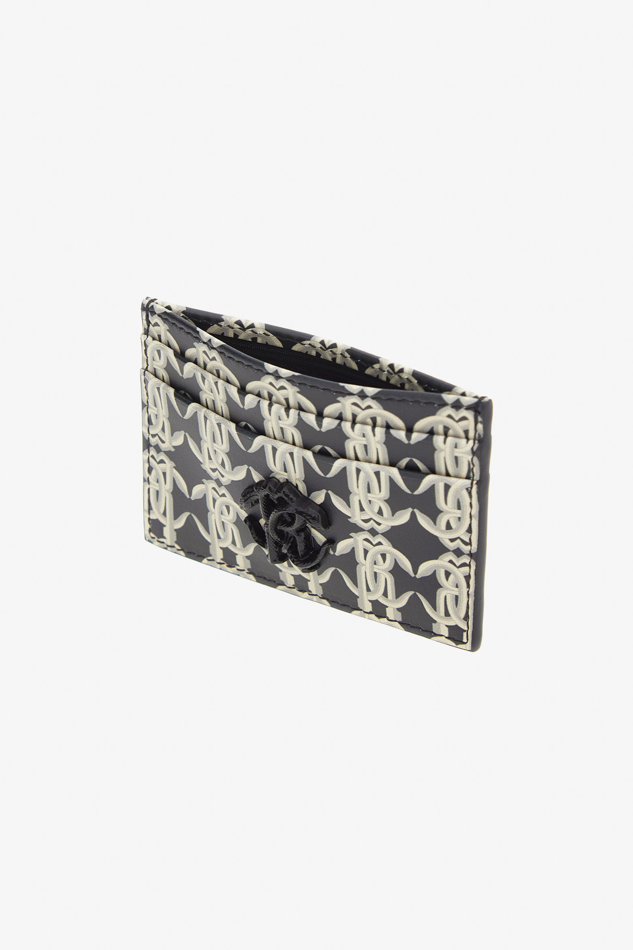 Roberto Cavalli Cardholder With Monogram Rc In Black/white