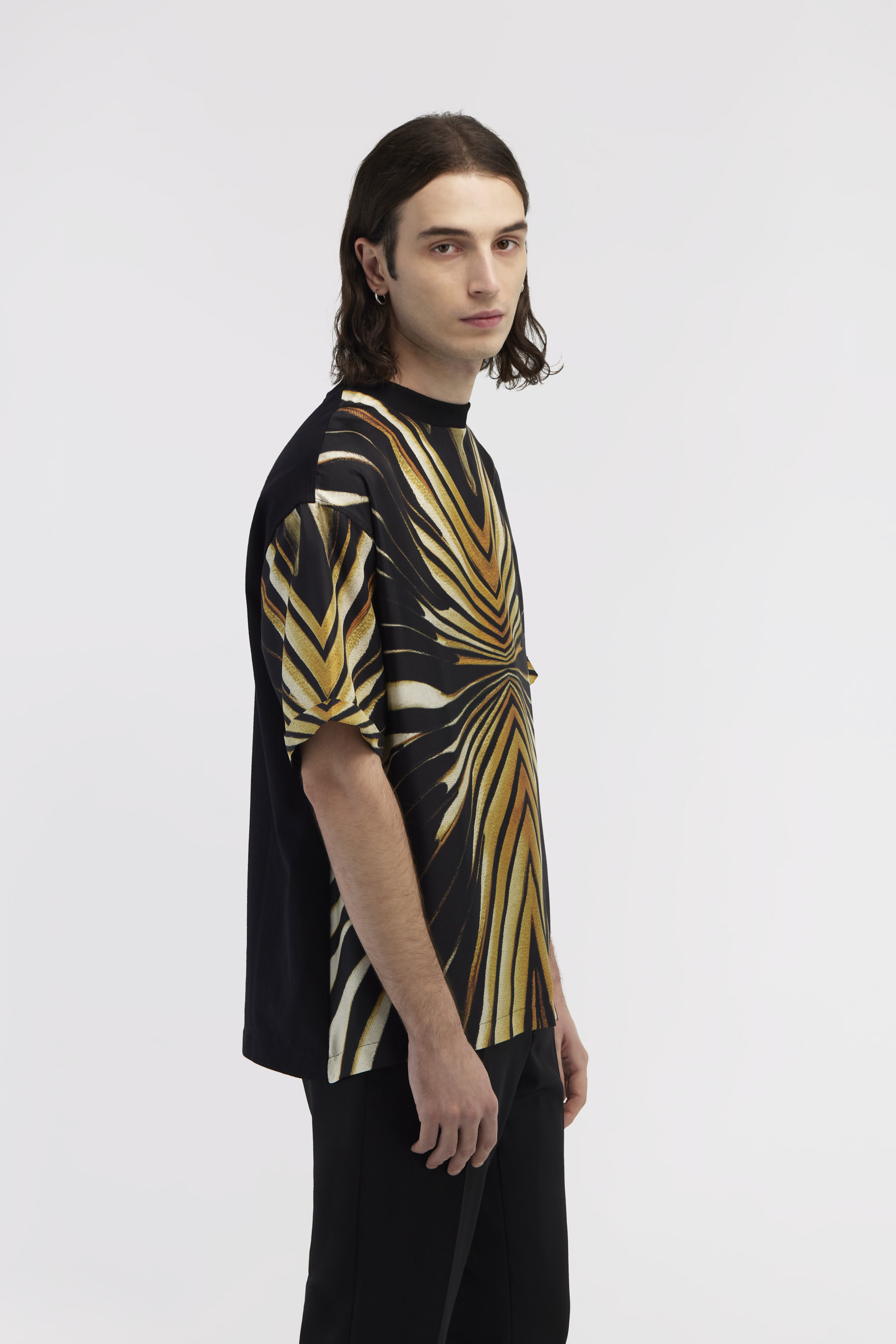 Roberto Cavalli Striped T-shirt In Gold