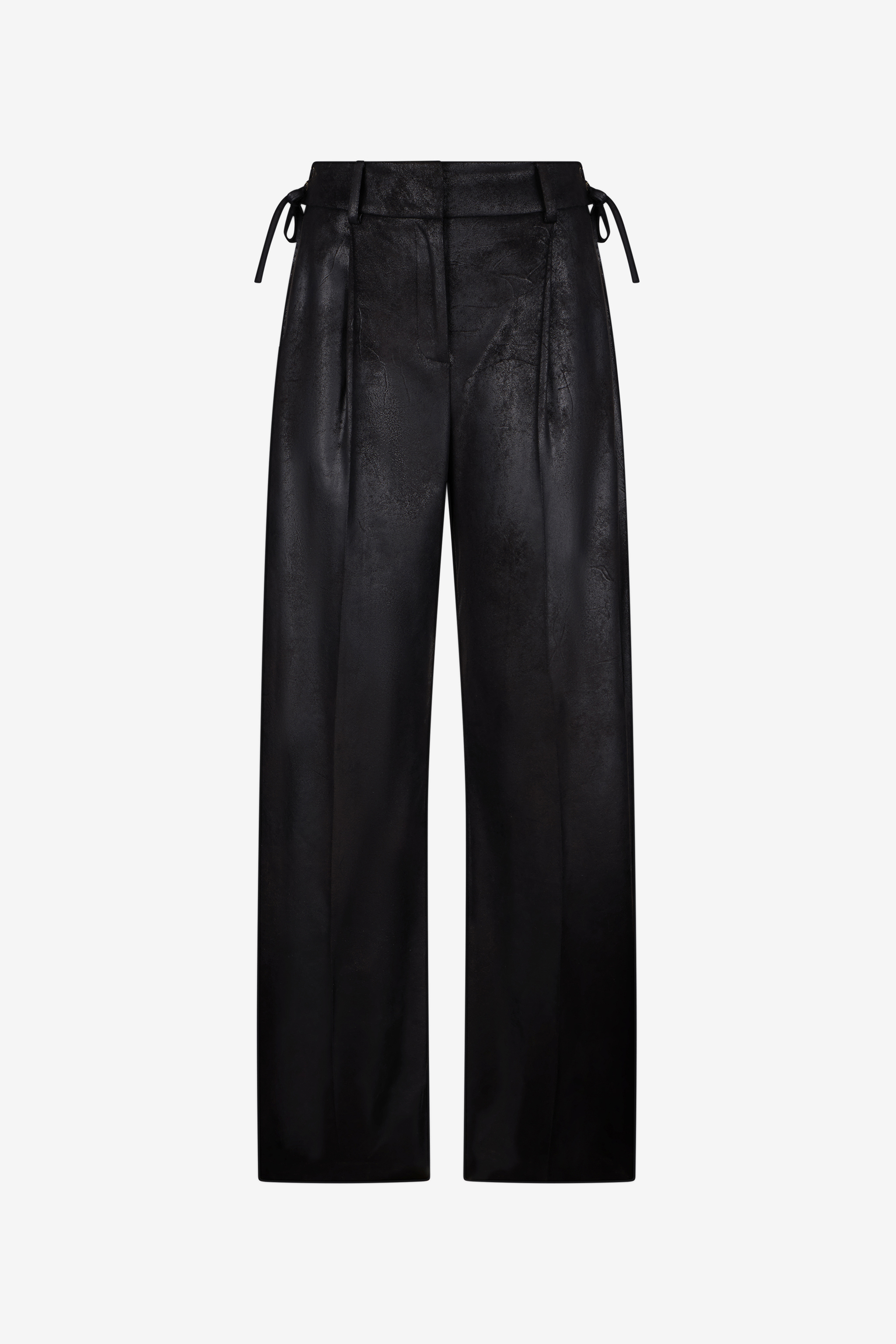 Roberto Cavalli Black Wide-leg Trousers With Tie Details In Black