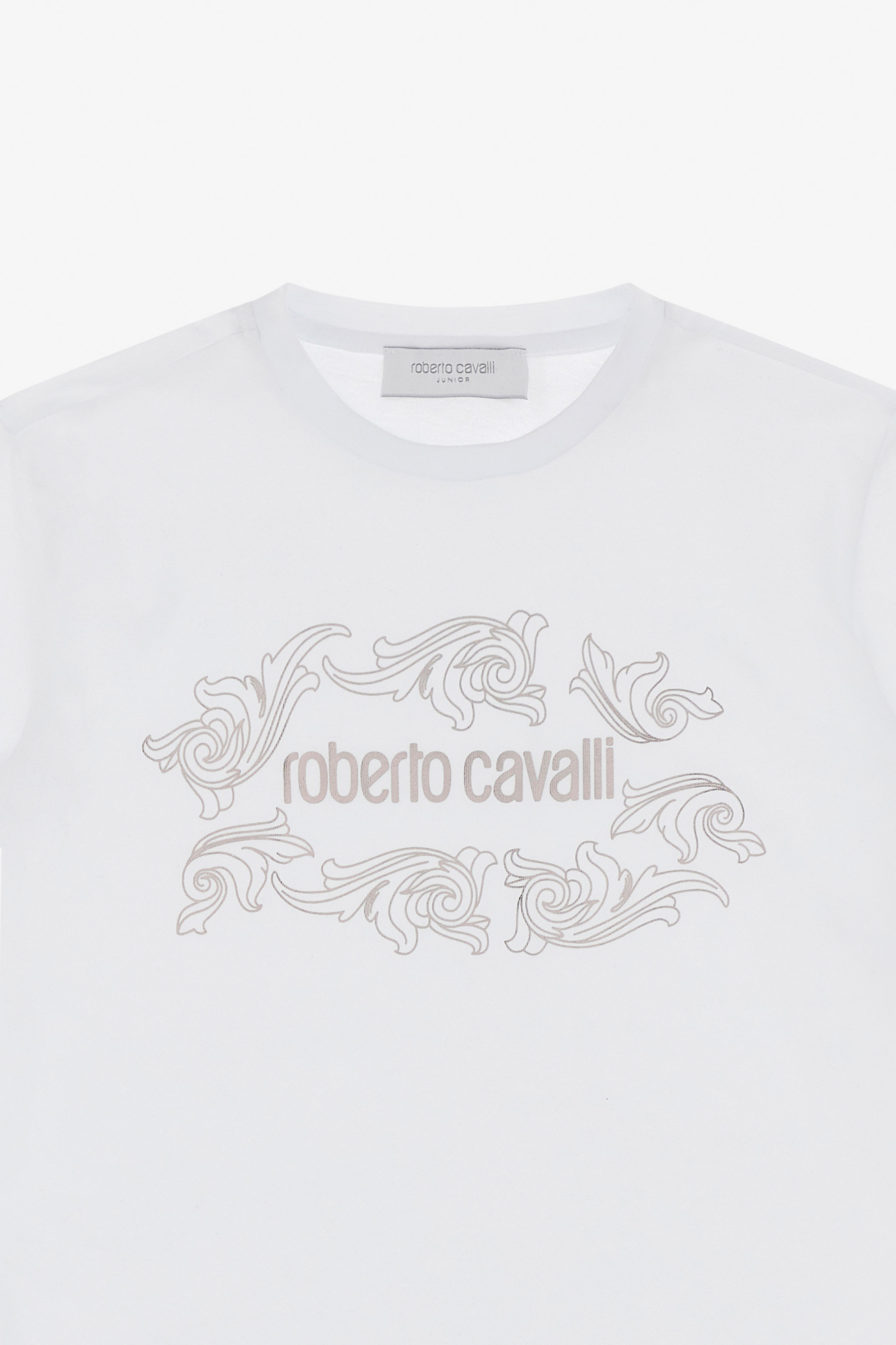 Roberto Cavalli T-shirt With Logo And Decoration In White