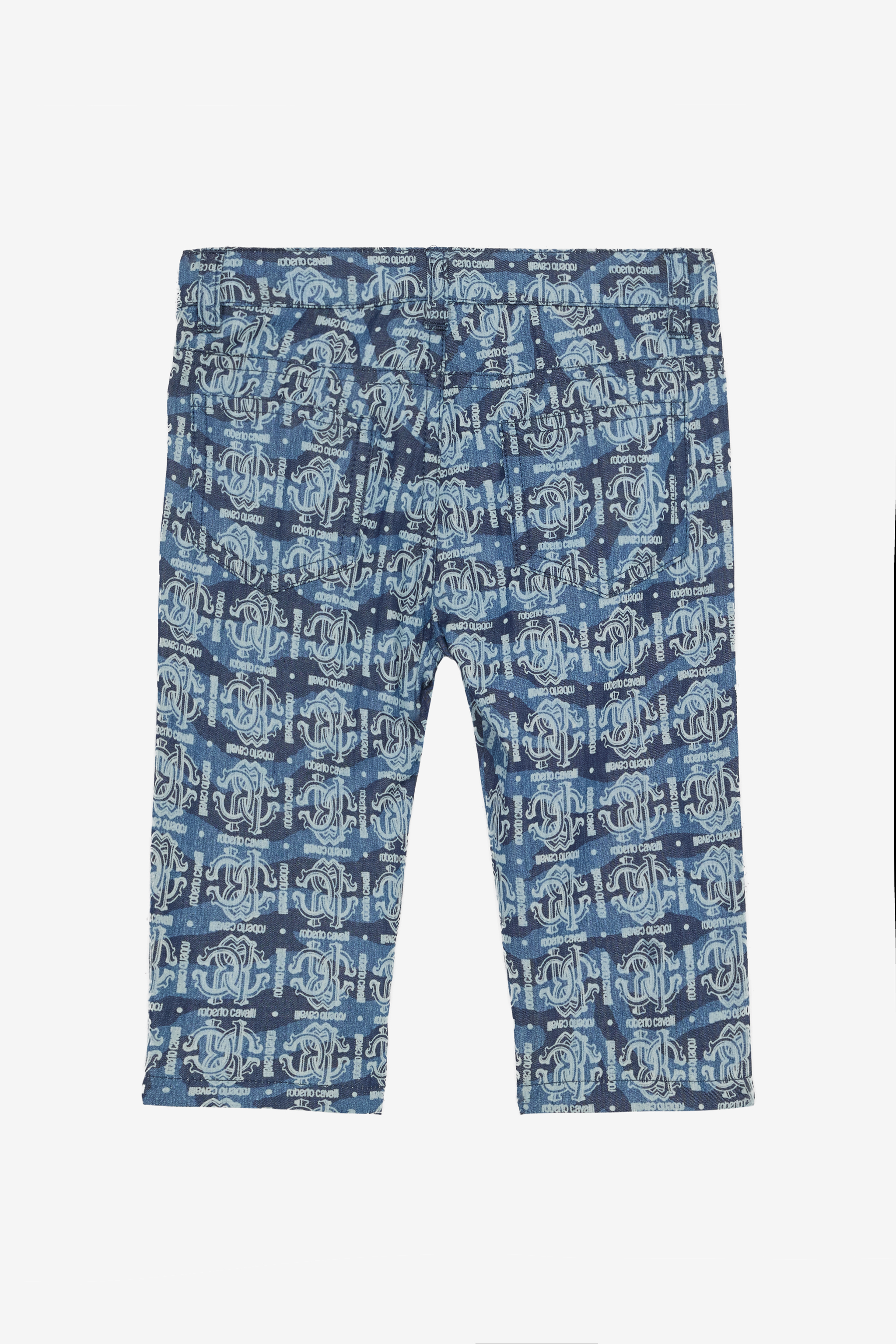  Roberto Cavalli Tiger Skin-print Pants With Rc Monogram And Lettering - Male Baby Boys (6m-3y) Blue 12m 